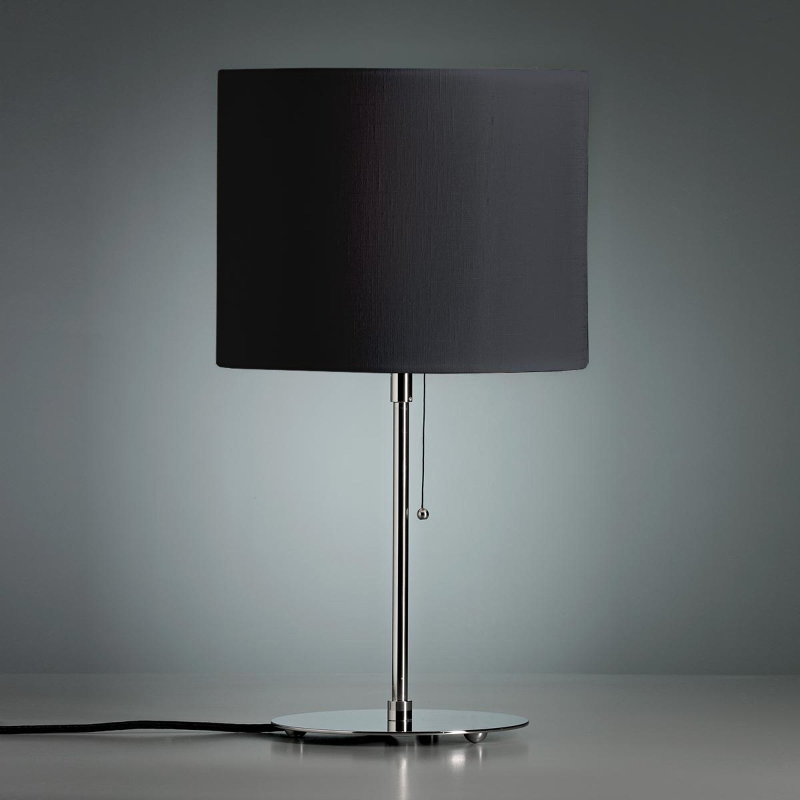 Table lamp, coloured linen lampshade, anthracite