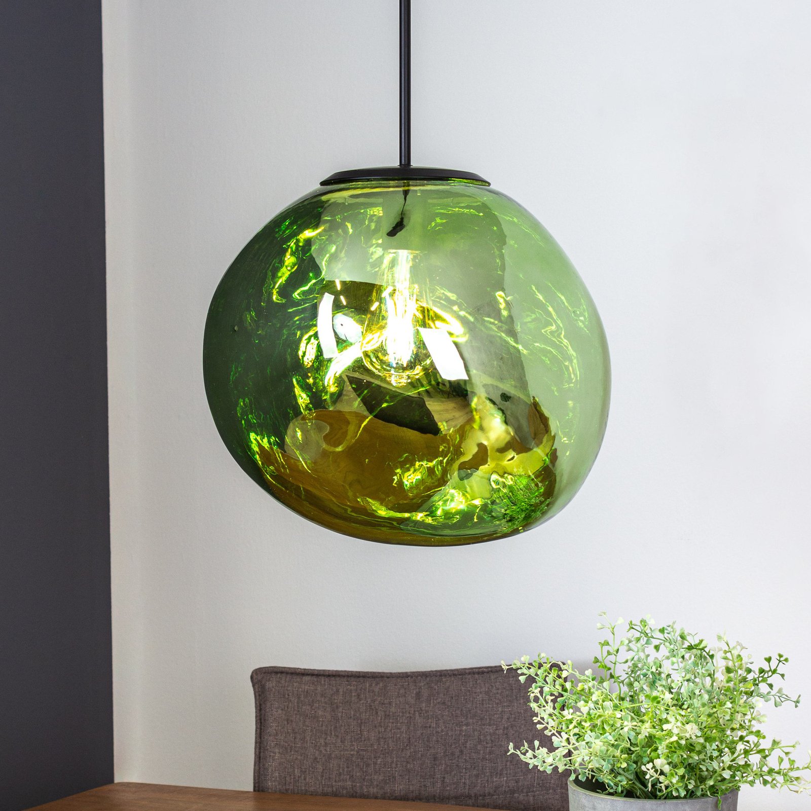 Canopus hanglamp, groen, Ø 36 cm, glas, E27