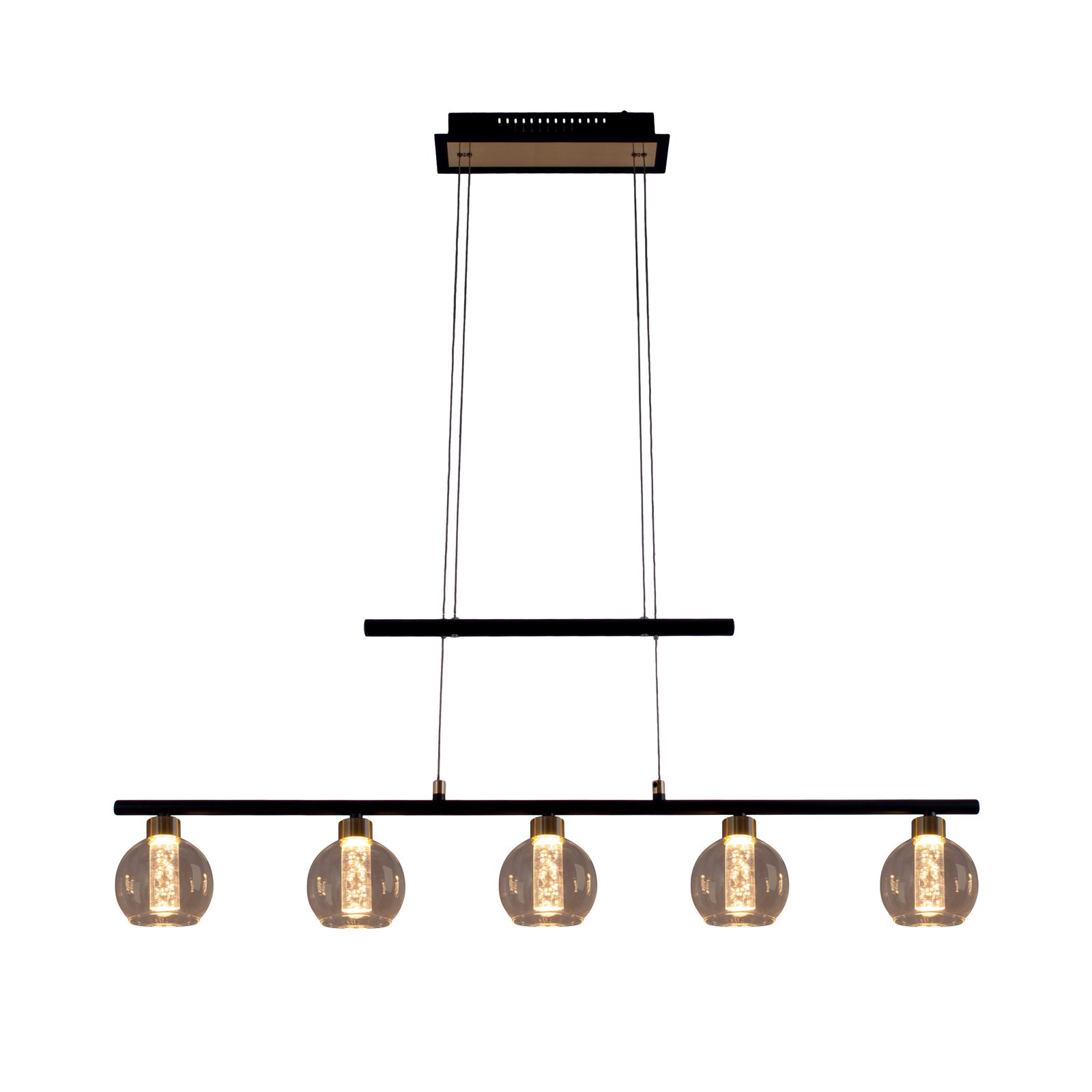 LED-riippuvalaisin Brass 5-lamppuinen korkeussäätö