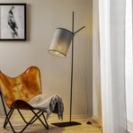 Zelda floor lamp with round, grey textile shade