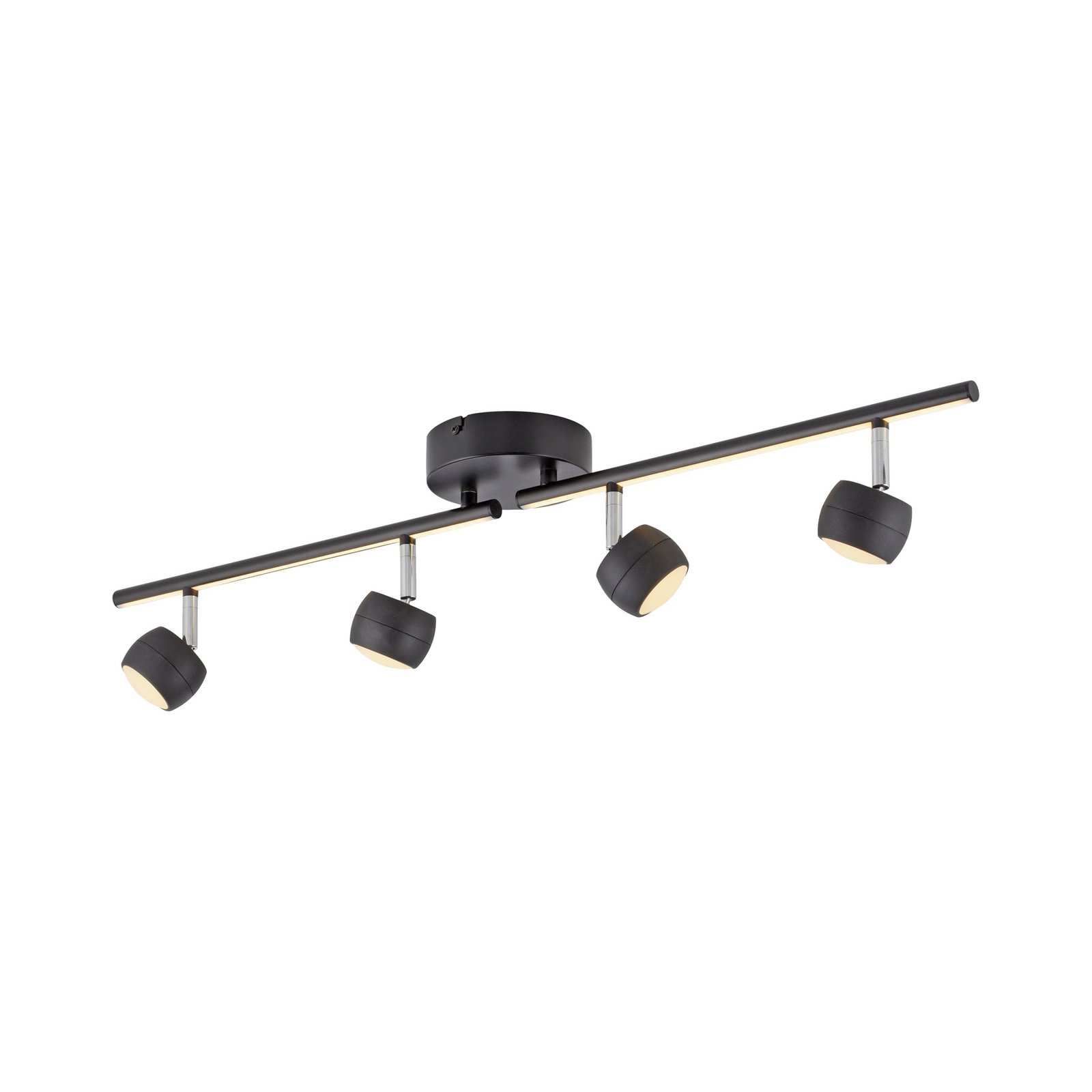 JUST LIGHT. LED-kattospotti Jarik, 4-lamppuinen, musta, 3 000 K