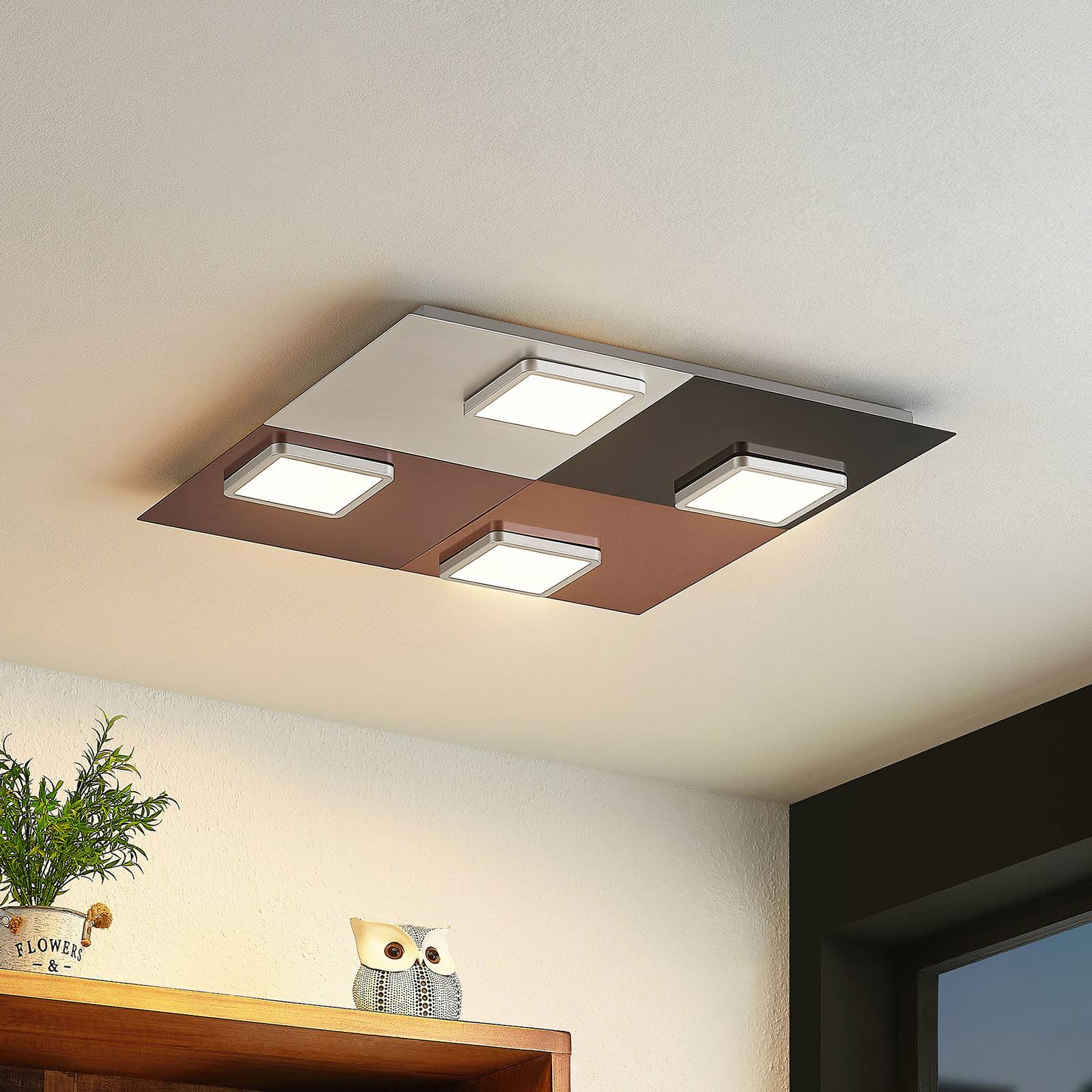 Lindby Upari LED-Deckenleuchte 4-fl., quadratisch