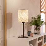 Lampe de table Butterburn, hauteur 47,5 cm, beige/vert, tissu