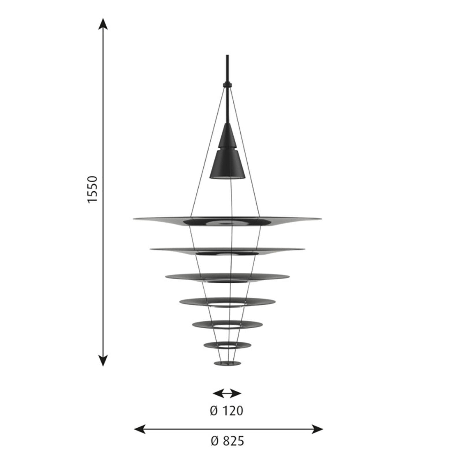 Enigma 825 Lustră Pendul Black - Louis Poulsen