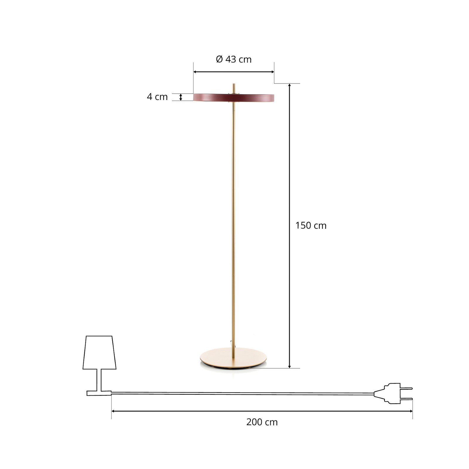 UMAGE Asteria Floor LED подова лампа рубинено червено