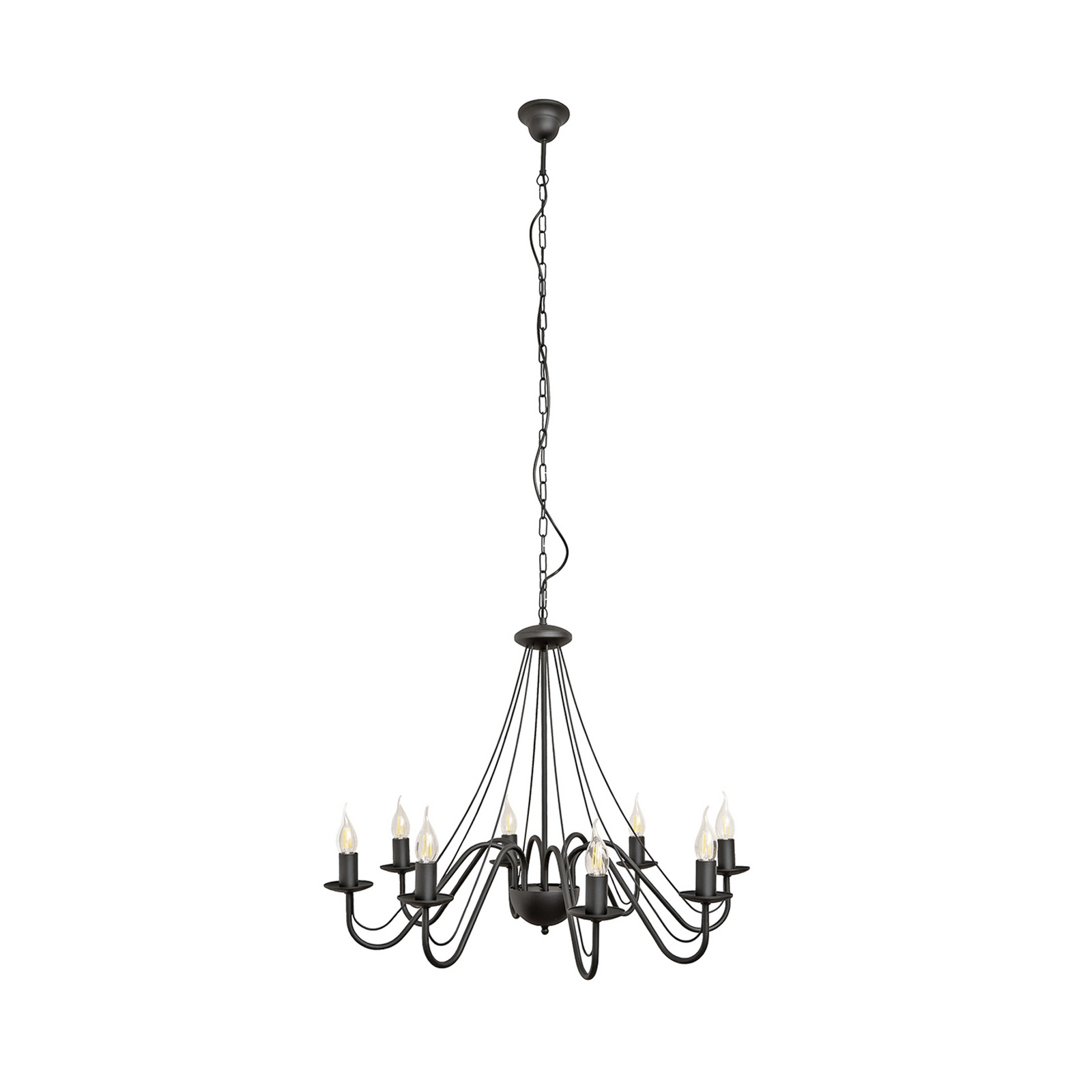 Żyrandol Malbo, czarny, metalowy, 8-punktowa, E14 Żyrandol Malbo, czarny, metalowy, 8-punktowa, E14