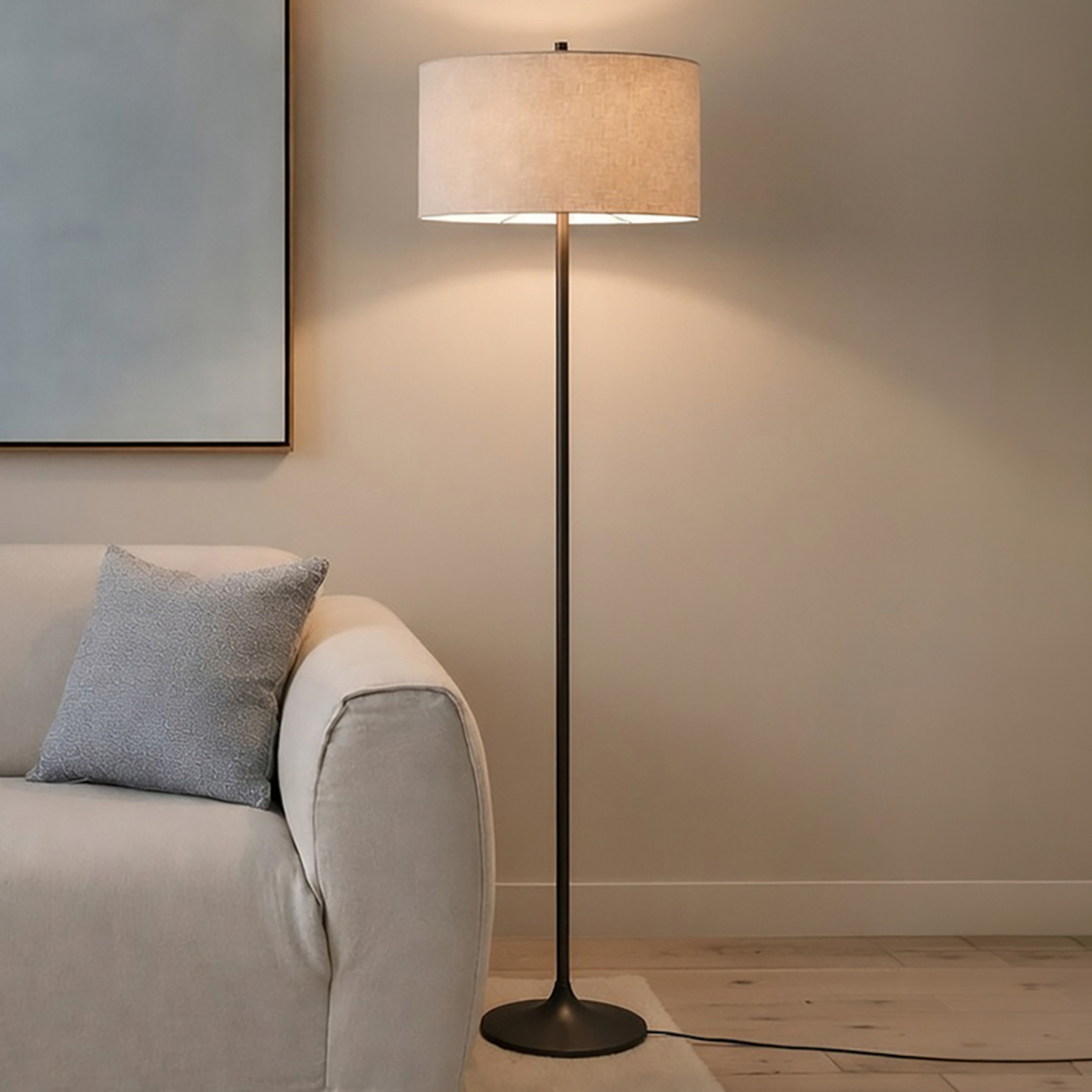 Piantana Soft, color naturale/bronzo, altezza 149,5 cm, lino - Belid
