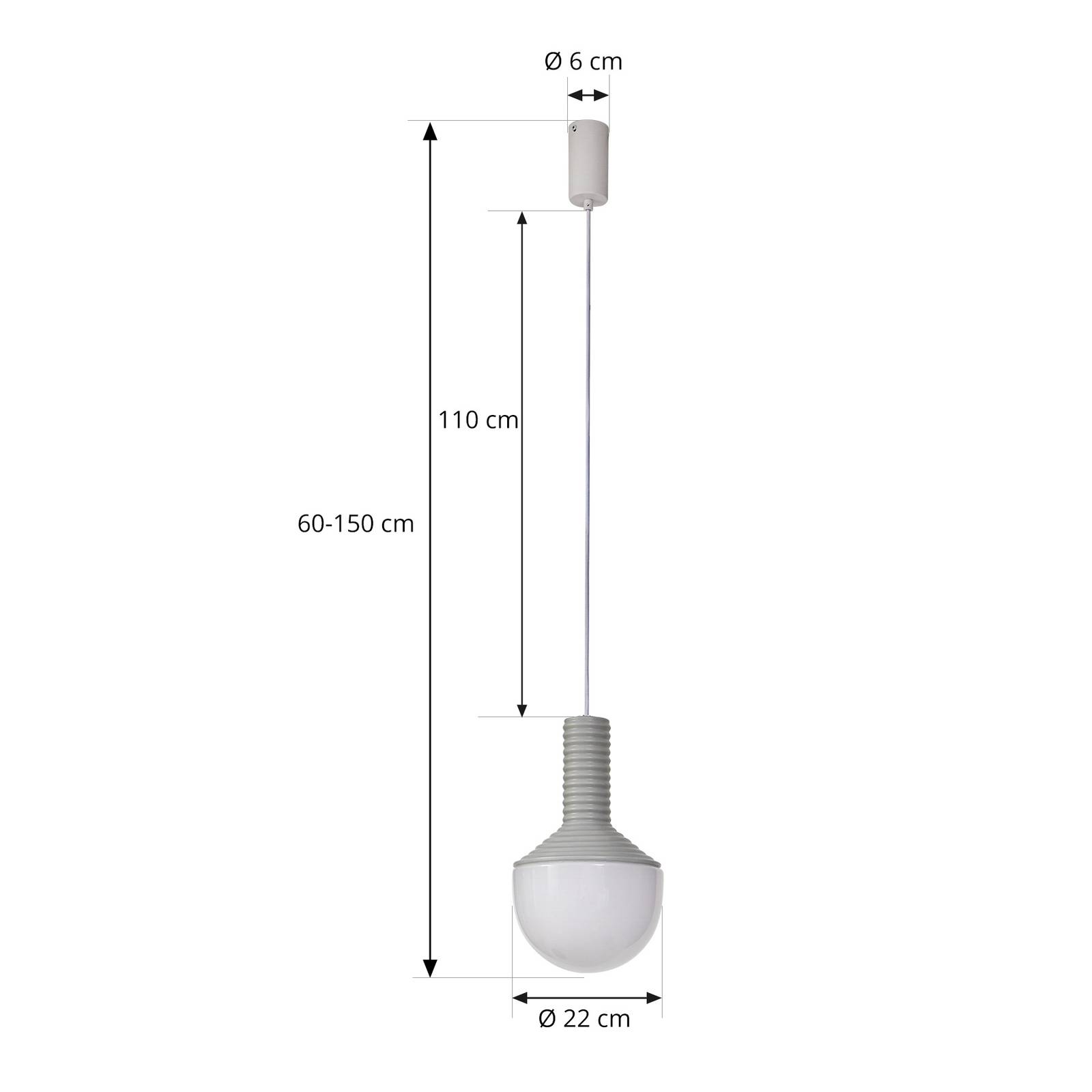 Lampa wisząca Lucande Florine, szary/opal, ceramika, szkło