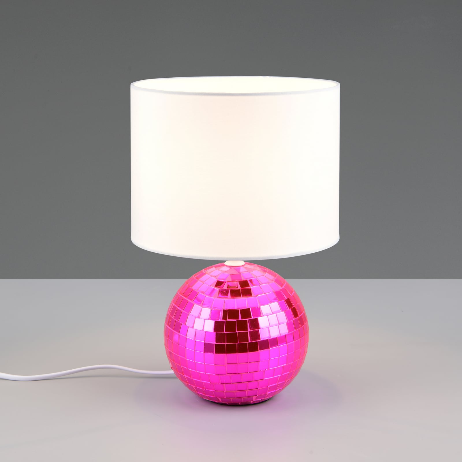 Lampe à poser Glitza rose/blanc, tissu, plastique, E14