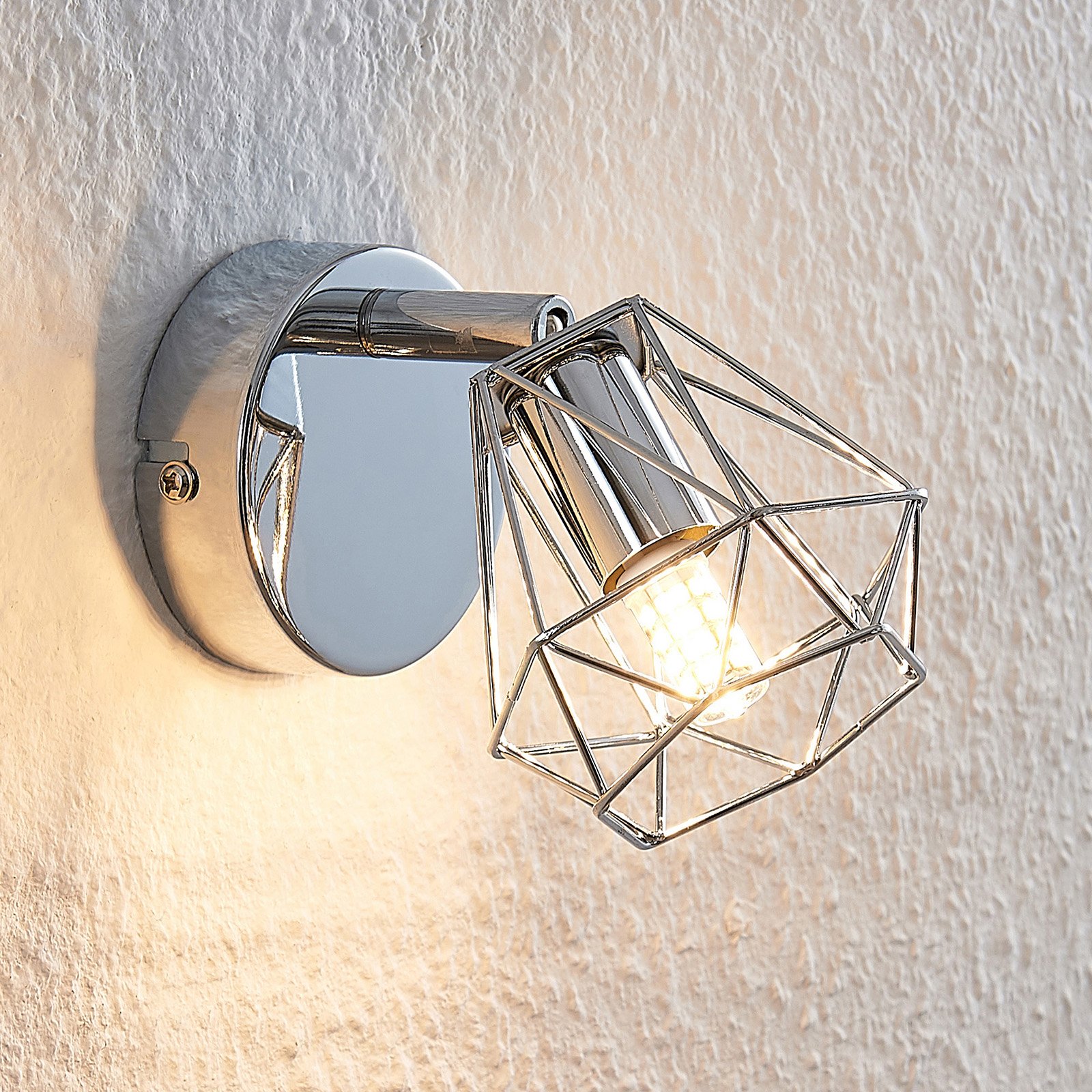 Lindby Giada LED wall spotlight, cage lampshade