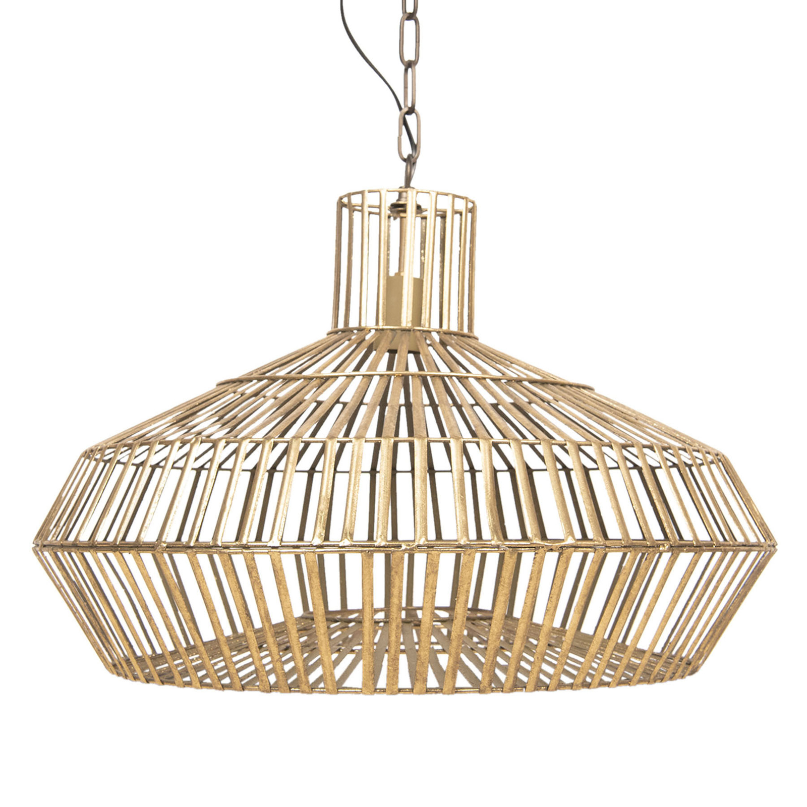 Clayre & Eef 623 hanging light, gold-coloured cage lampshade, for Living / Dining Room, metal, E27, 40 W, energy efficiency: A++, H: 45 cm