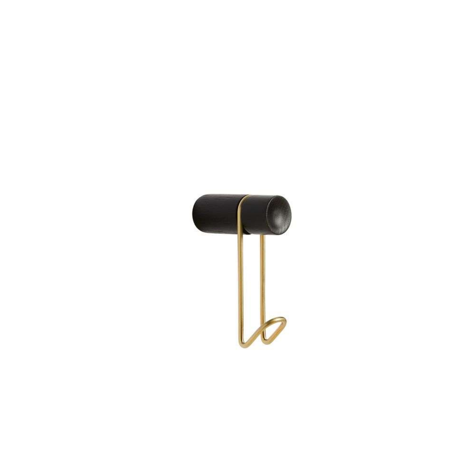 Around Väggkrok Small Black/Oak/Brass - Woud