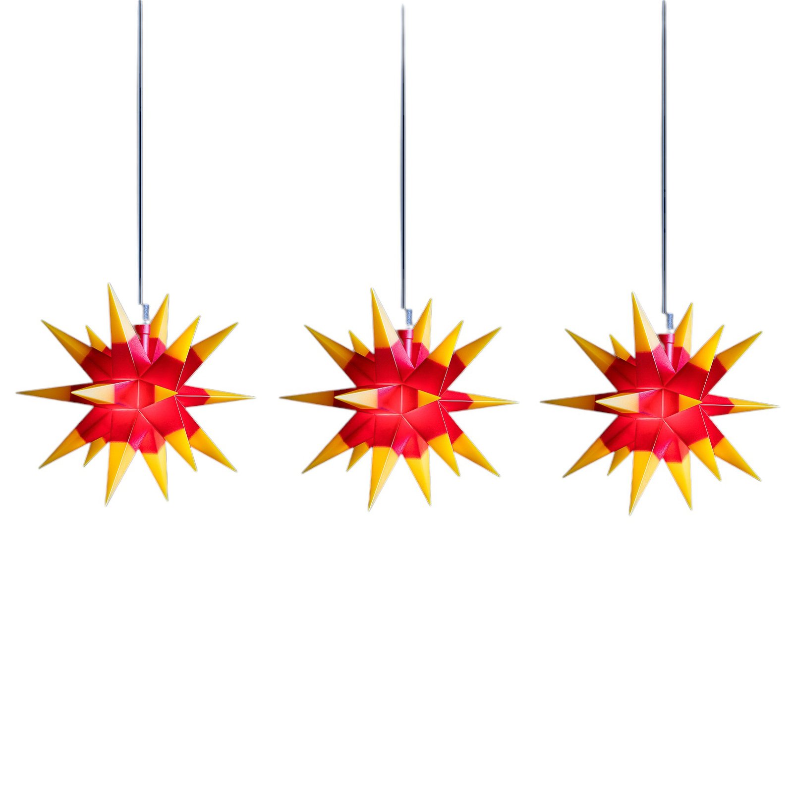 LED-Lichterkette Mini-Sterne außen 3-fl. rot/gelb
