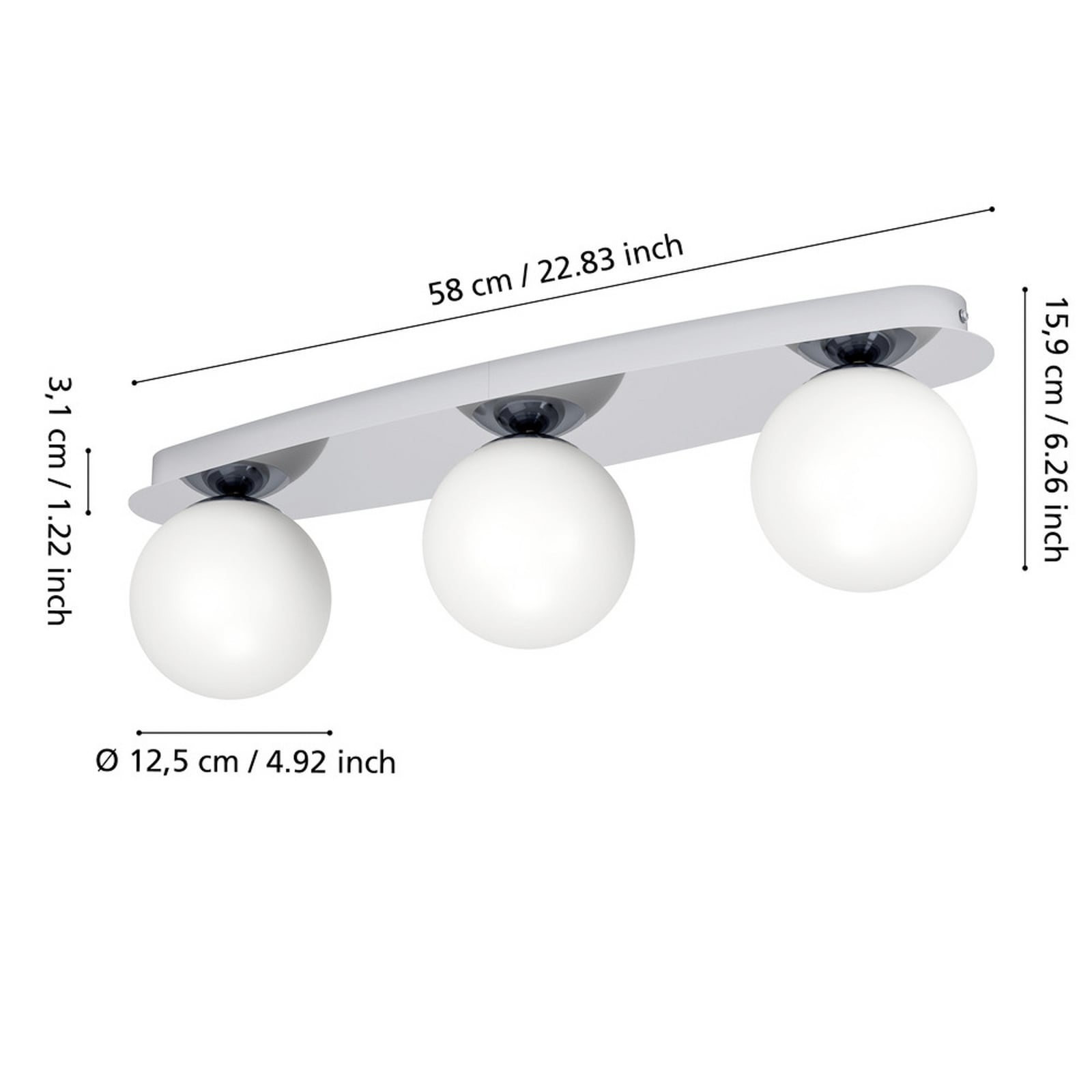 Candeeiro de teto EGLO CASTROVIDO, cromado, 58 cm, 3 lâmpadas, IP44, G9-LED Candeeiro de teto EGLO CASTROVIDO, cromado, 58 cm, 3 lâmpadas, IP44, G9-LED