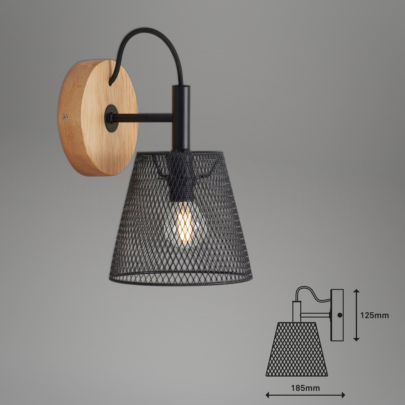 Wood &amp; Style 2077 Lampa ścienna z rozszerzonym metalowym kloszem