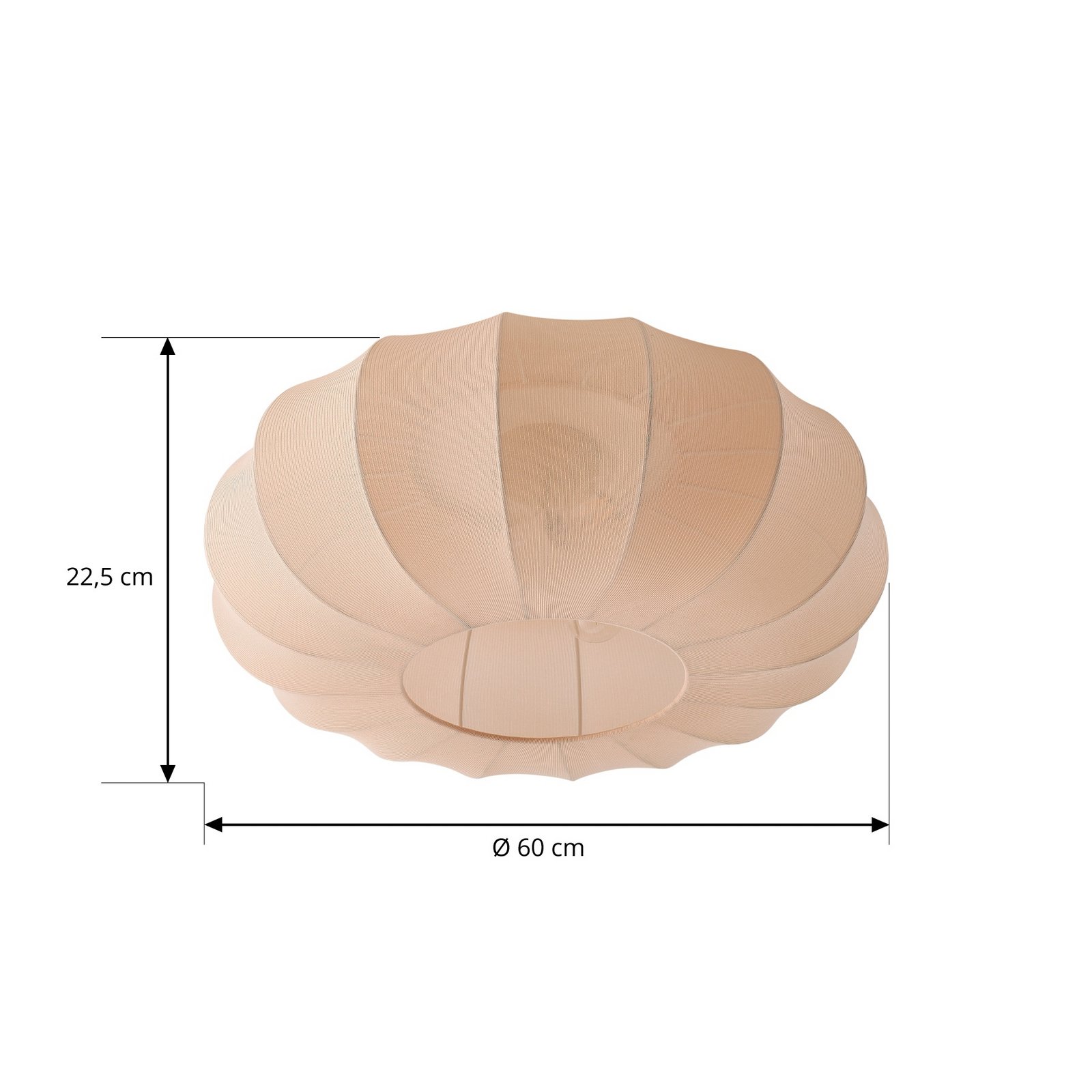 Helin loftlampe, beige, Ø 60 cm, tekstil, 3 x E27 - Lindby