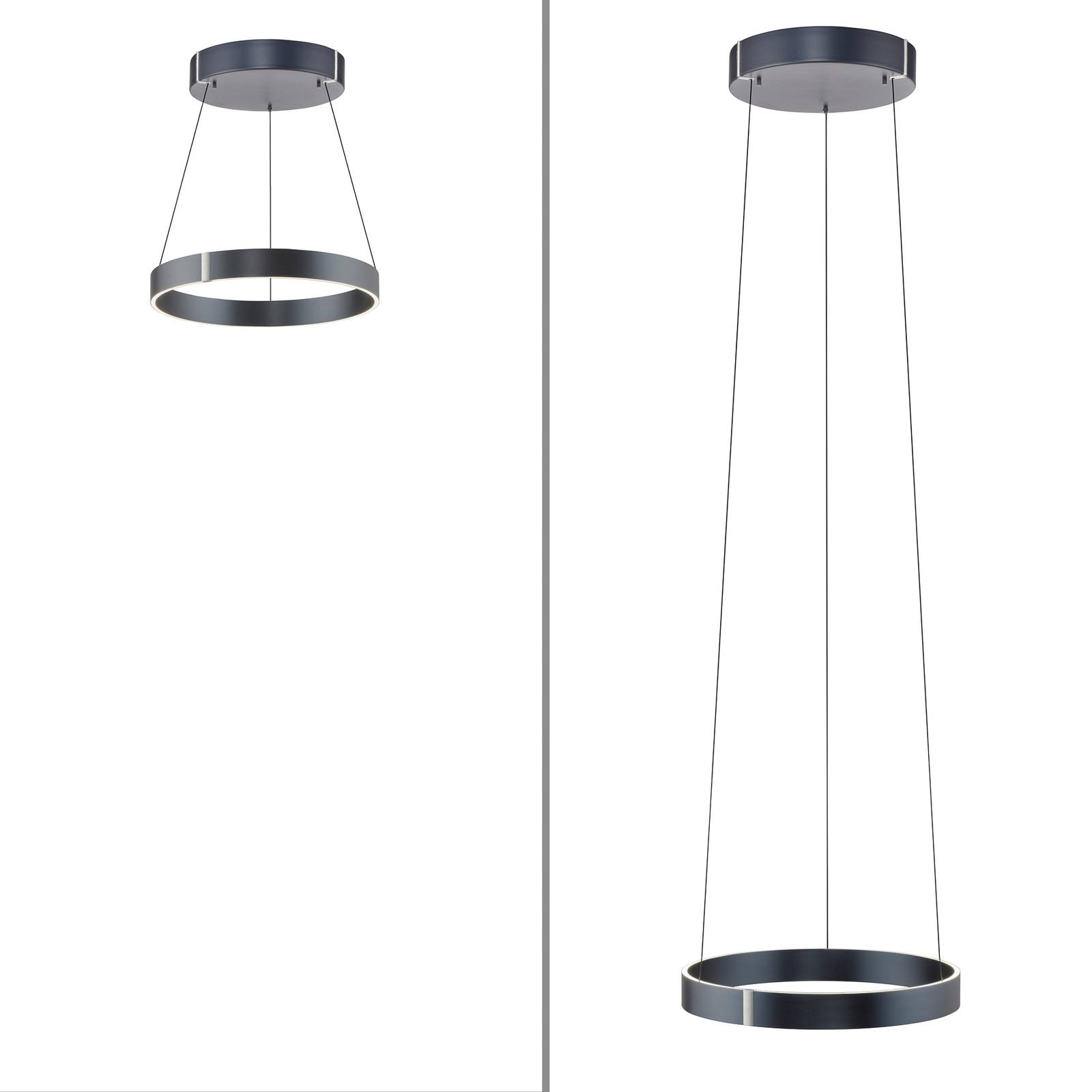 Lampa wisząca LED PURE E-Clipse, szara, Ø 50 cm, metal, CCT