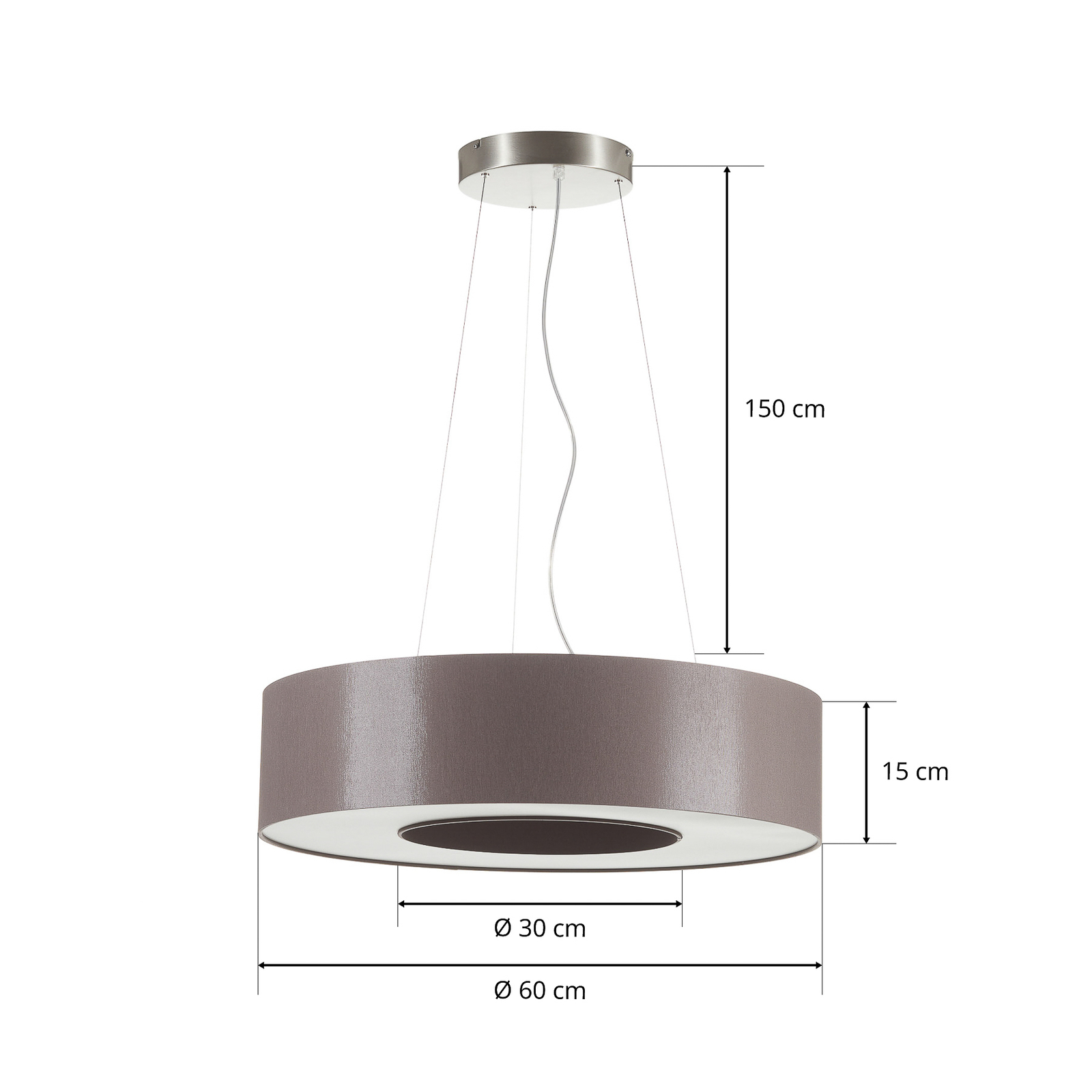 Donut LED pendant light dimmable 20 W taupe