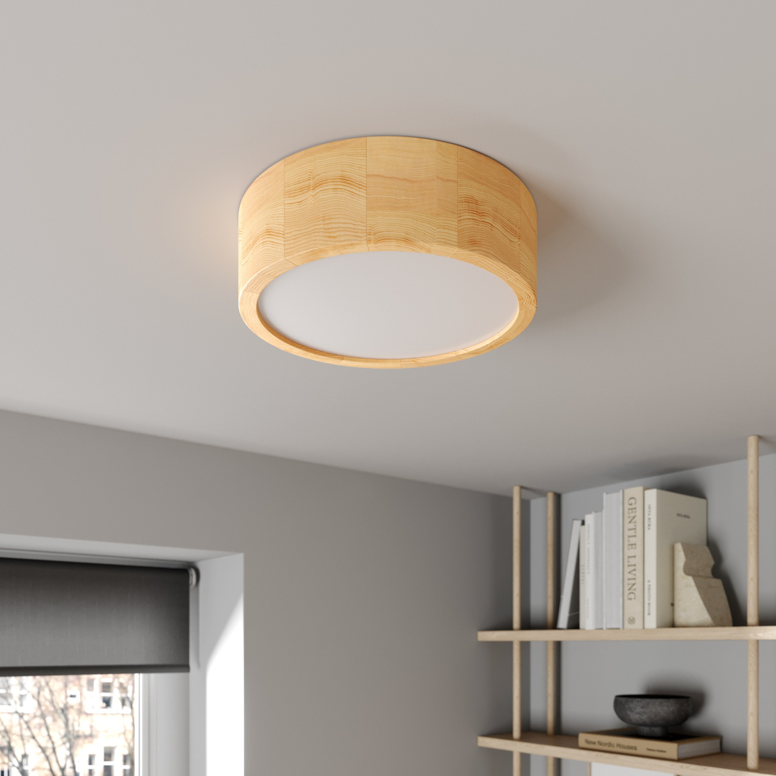 Cleo ceiling light made of pine wood, Ø 27.5 cm
