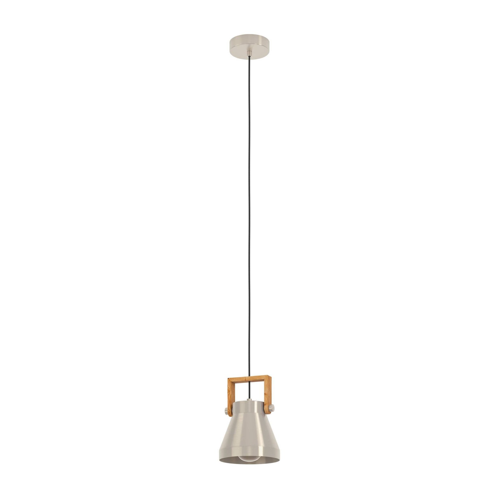 Lampada a sospensione Cawton, Ø 16 cm, acciaio/marrone, acciaio/legno