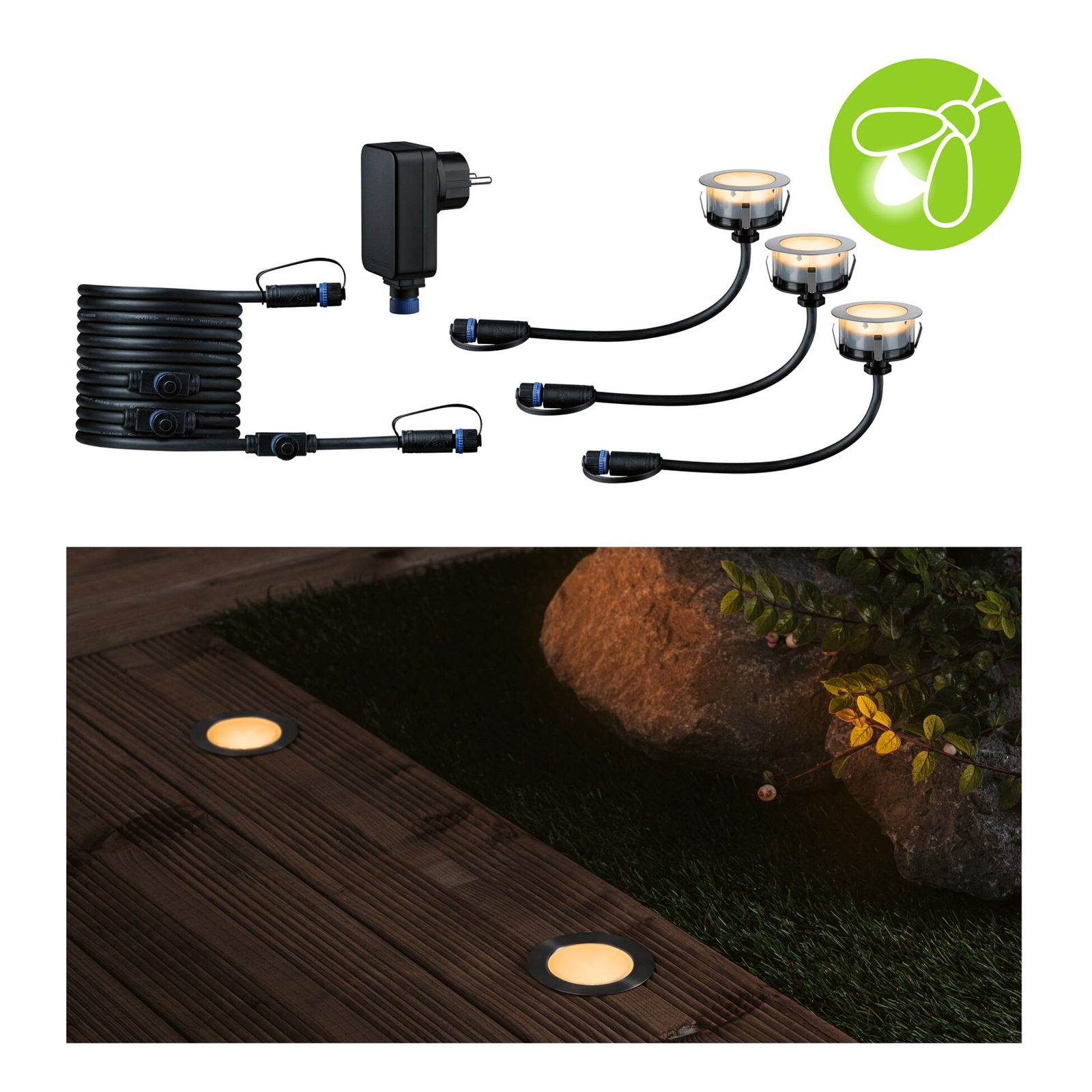 Plug & Shine 3 LED Spot à Enterrer Extérieur Floor Insect-friendly IP67 Silver -