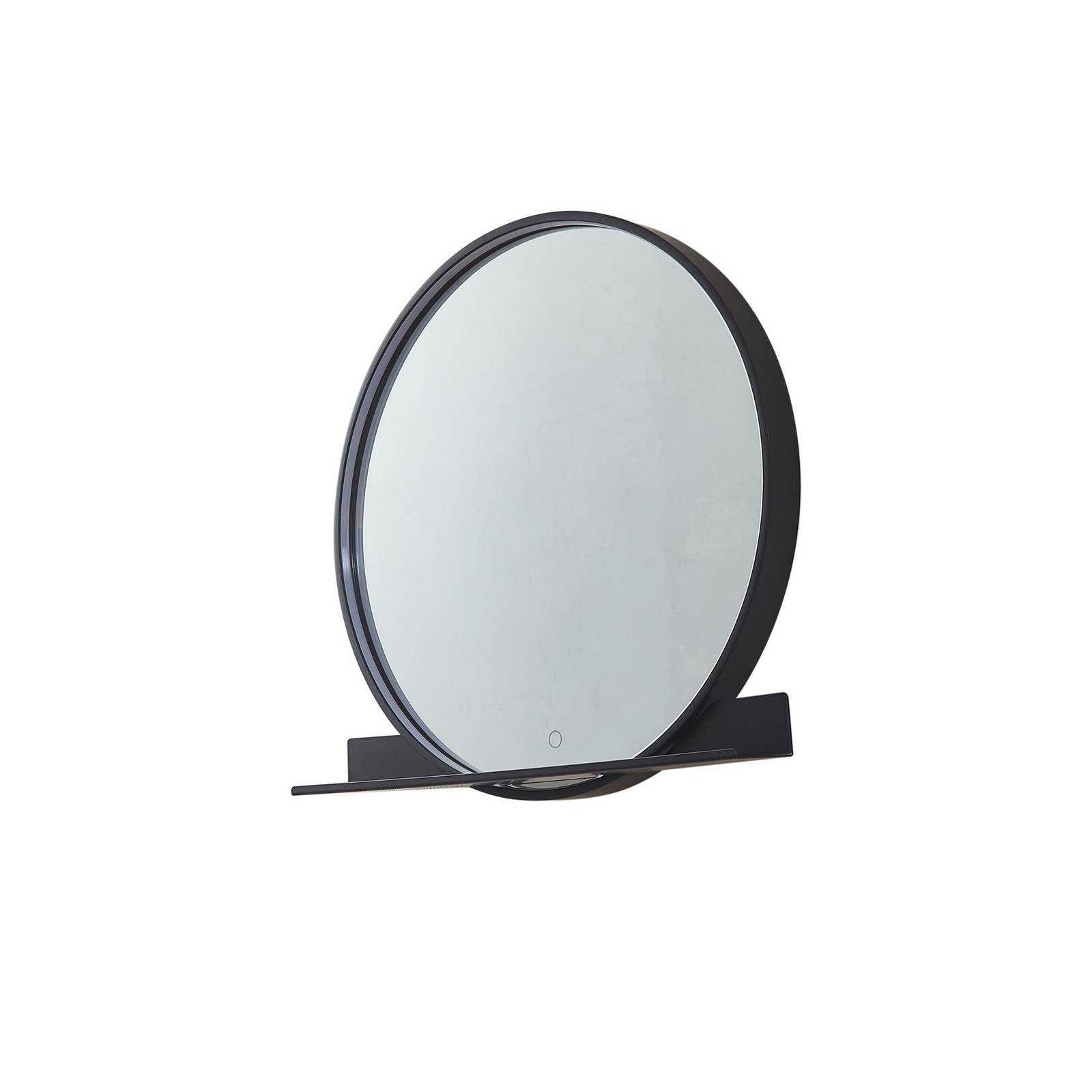 Lucande LED-Spiegel Miren, schwarz, Aluminium, CCT, Ablage