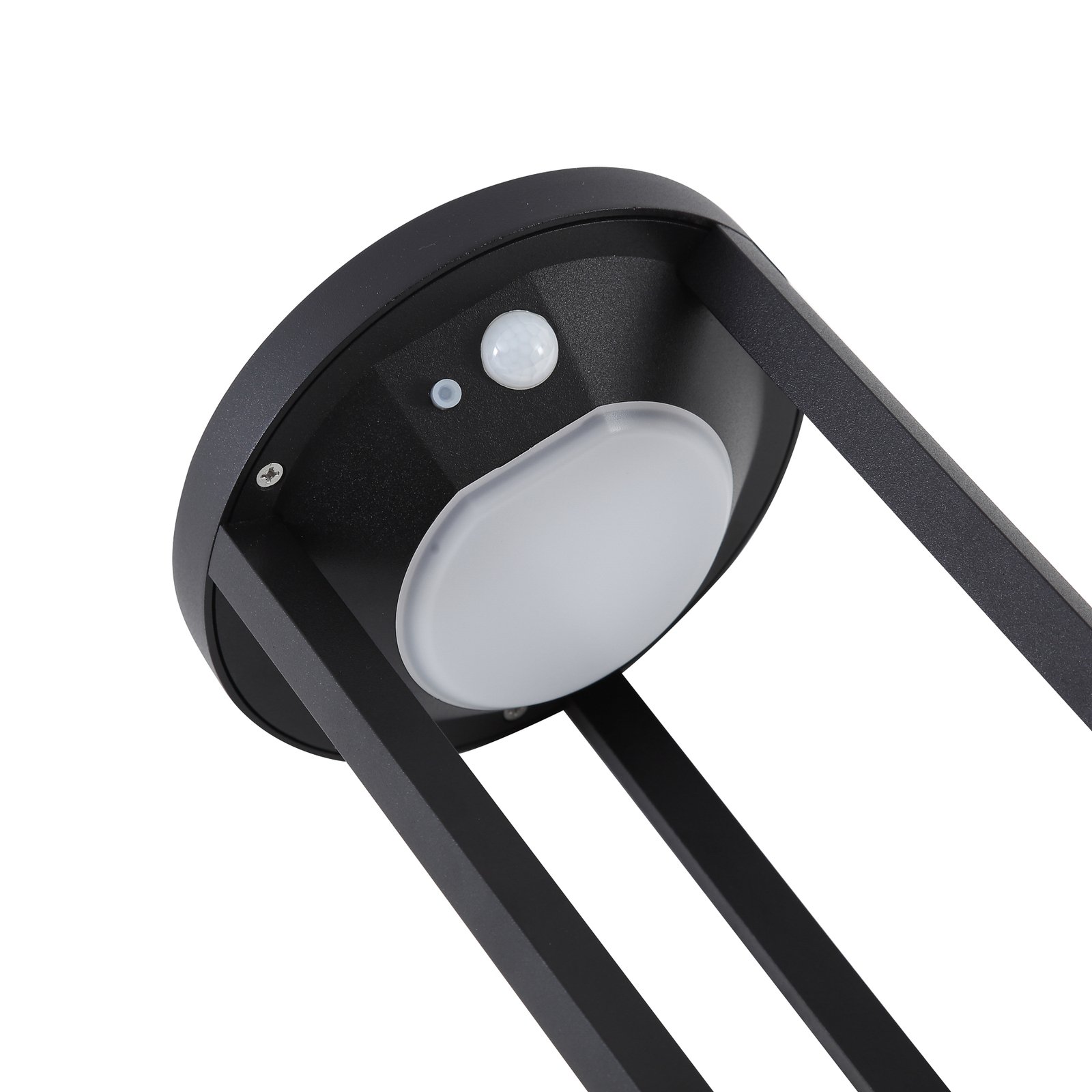 Lucande Evelis bolardo luminoso LED, negro, aluminio, sensor