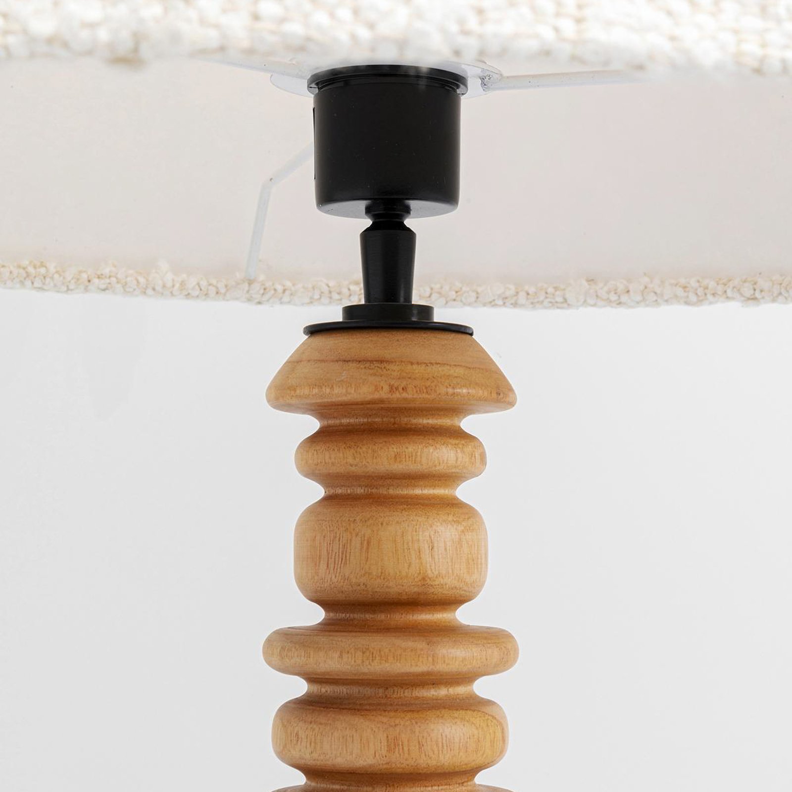 Kare Lipsi lámpara de pie, textil blanco, madera, altura 159 cm