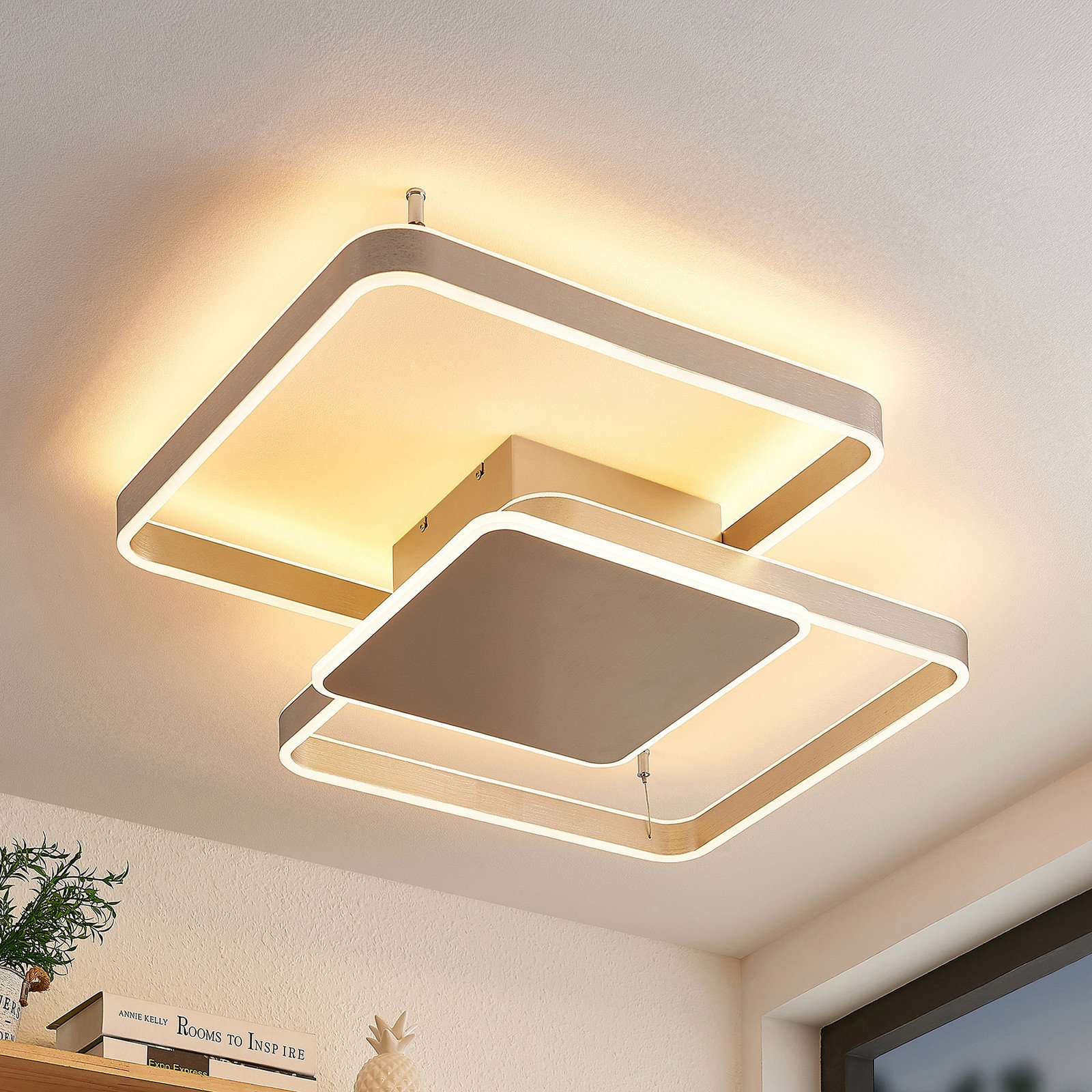 Lucande Kadira plafonieră LED 70 cm nichel - Camera de zi / sufragerie - Modern - Metal