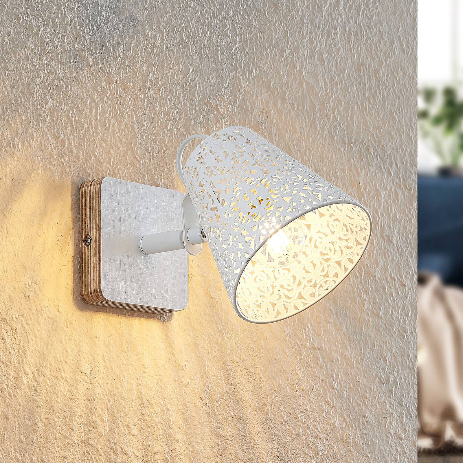 Lindby Nelda spot motif ajouré blanc à 1 lampe