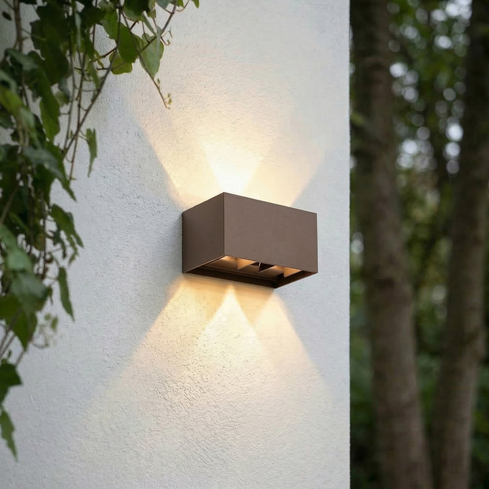 Vonkajšie nástenné svietidlo Nivar LED, hrdzová, 4-pl., 20 cm, IP54 – Lindby