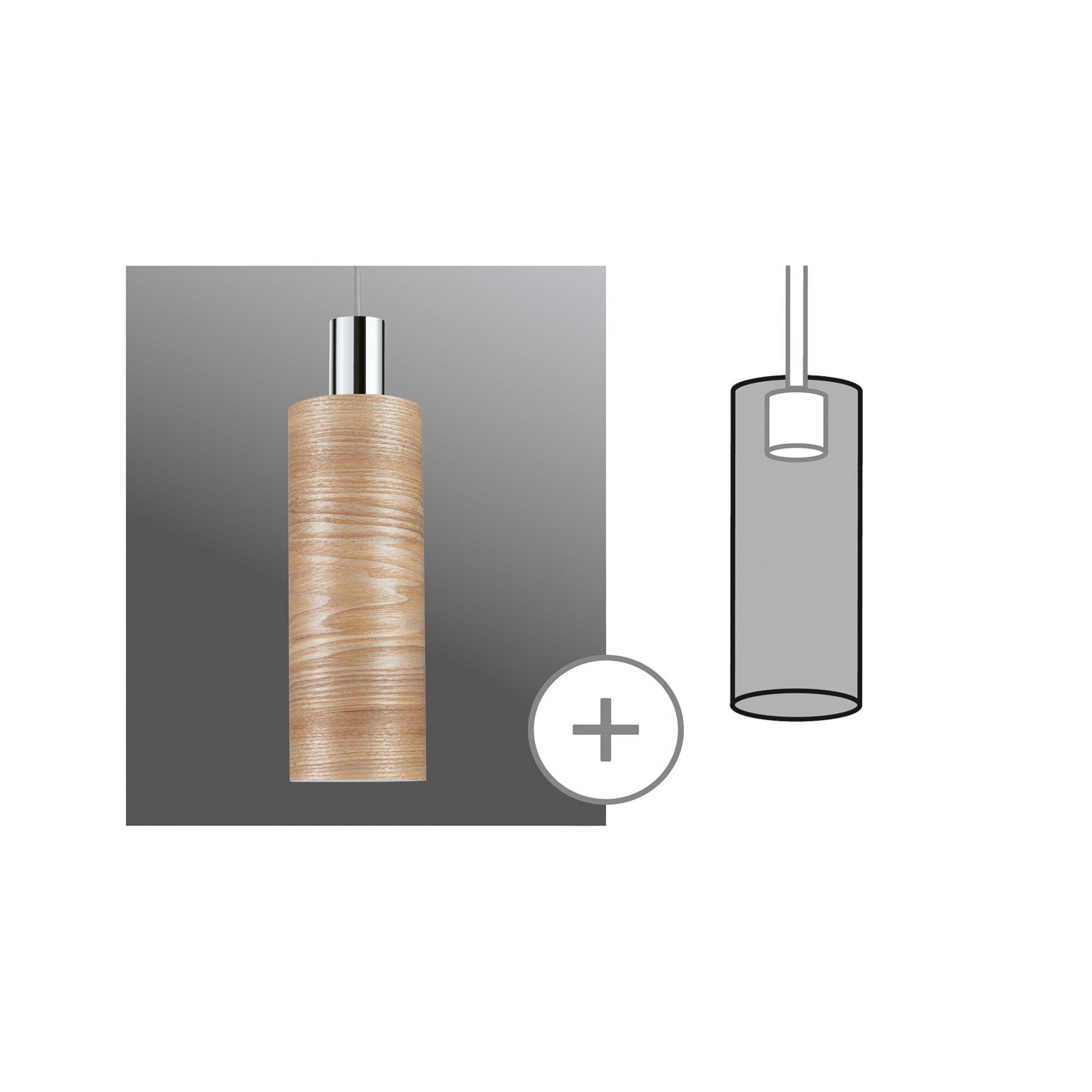 Paulmann URail-varjostin Vitus 2Easy, puu, Ø 11 cm