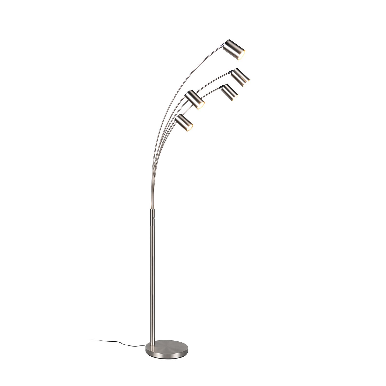 Marley vloerlamp, nikkel, hoogte 200 cm, 5-lamps, metaal