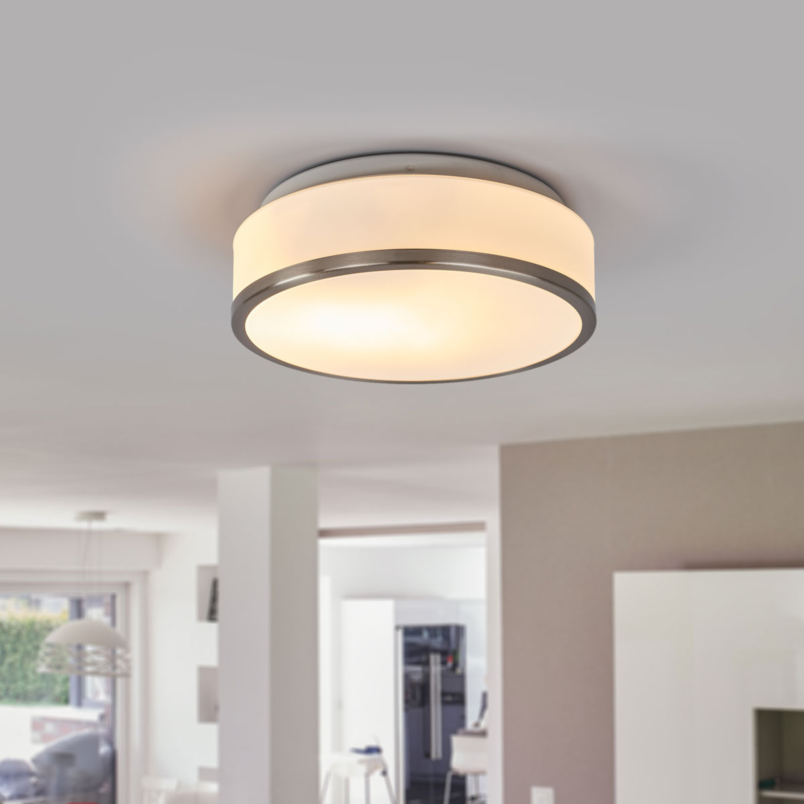 Deckenleuchte Flush IP44, silber satiniert