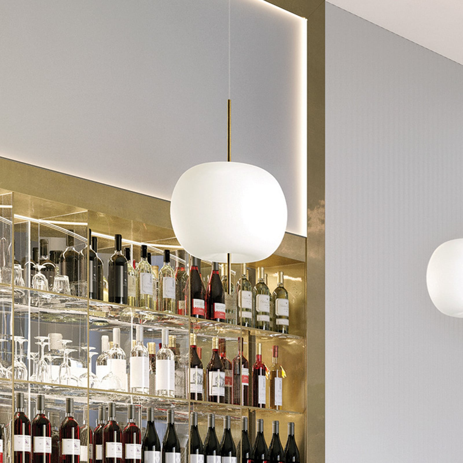 kdln Lampă suspendată Kushi culoare alamă/alb Ø 16 cm sticlă - Camera de zi / sufragerie - Design - opal alamă