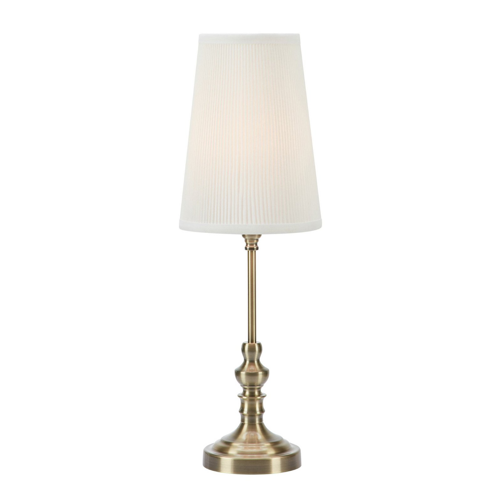 Lampada da tavolo Noble, color ottone/bianco naturale, altezza 56 cm, tessuto