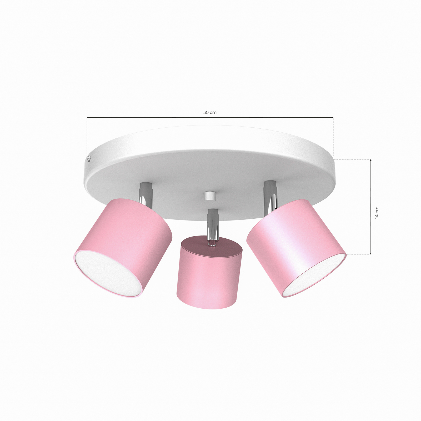 Ceiling spotlight Cloudy 3-bulb round pink