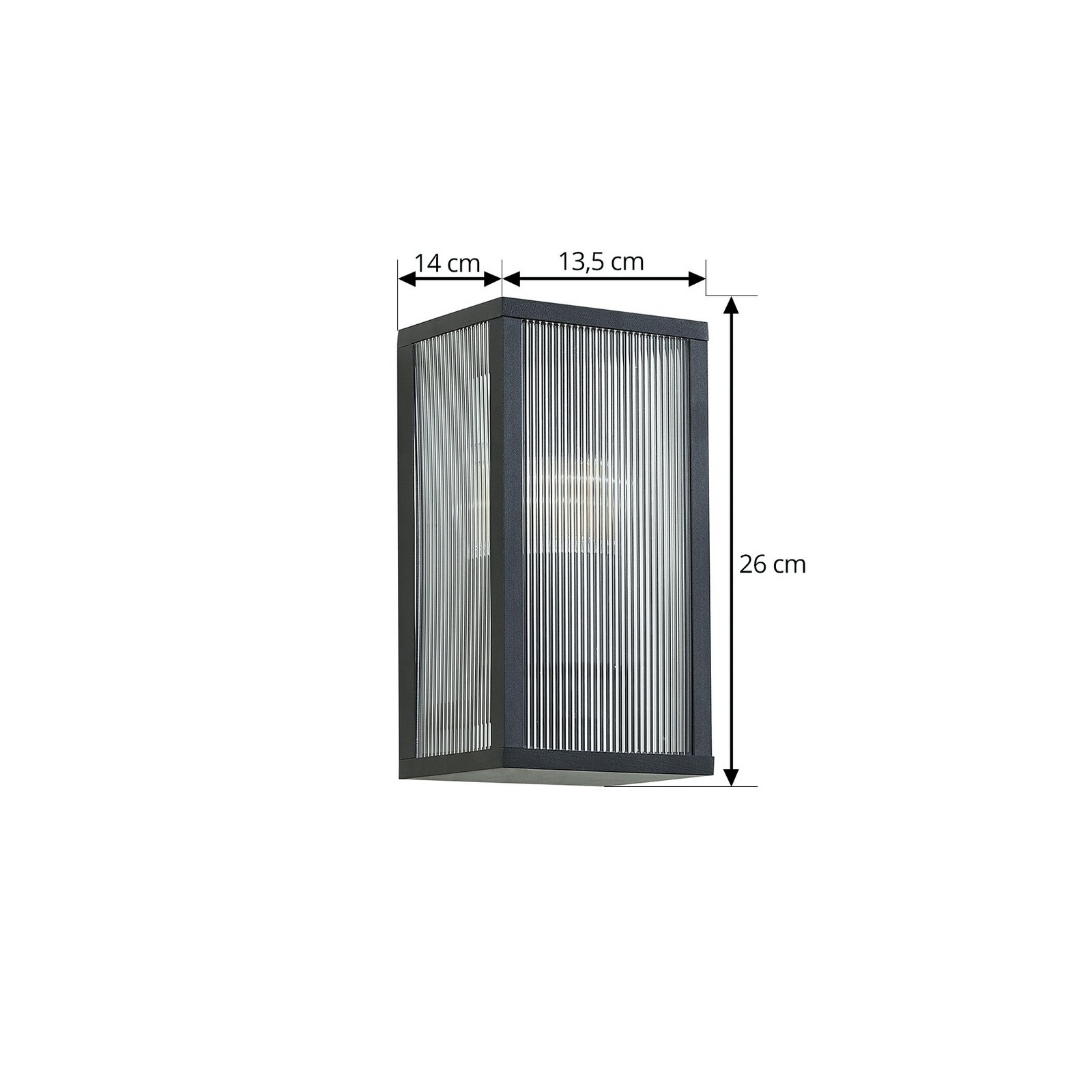 Peldar Fluted Ao ar livre Candeeiro de Parede Preto - Lindby