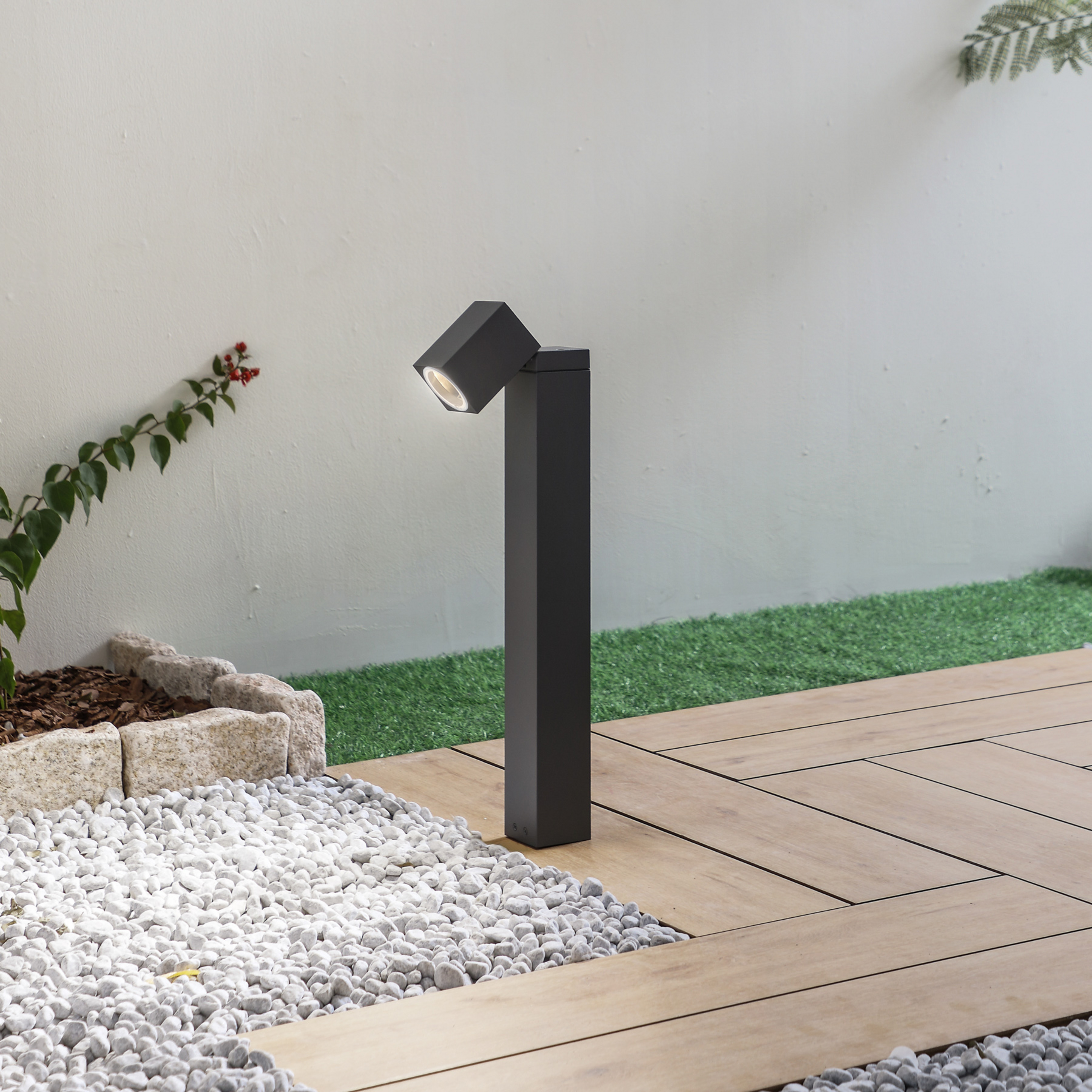 Lindby sokkellampe Othil, 50 cm høj, antracit, metal