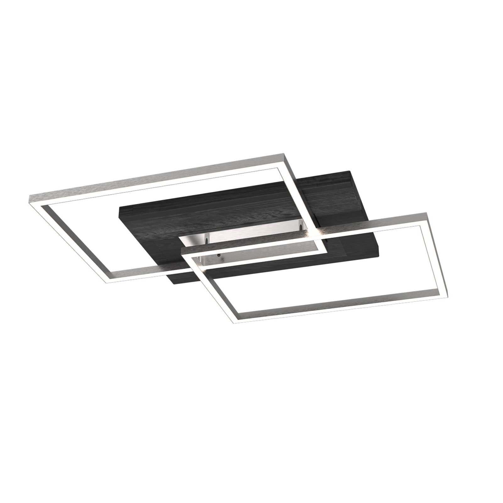 Elobra Panama L LED ceiling light, black oak, for Living / Dining Room, solid wood, metal, 20 W, energy efficiency: A+, L: 75 cm, W: 56 cm, H: 7 cm
