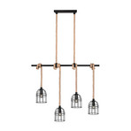 Wodan pendant light made of Sisal, 4-bulb