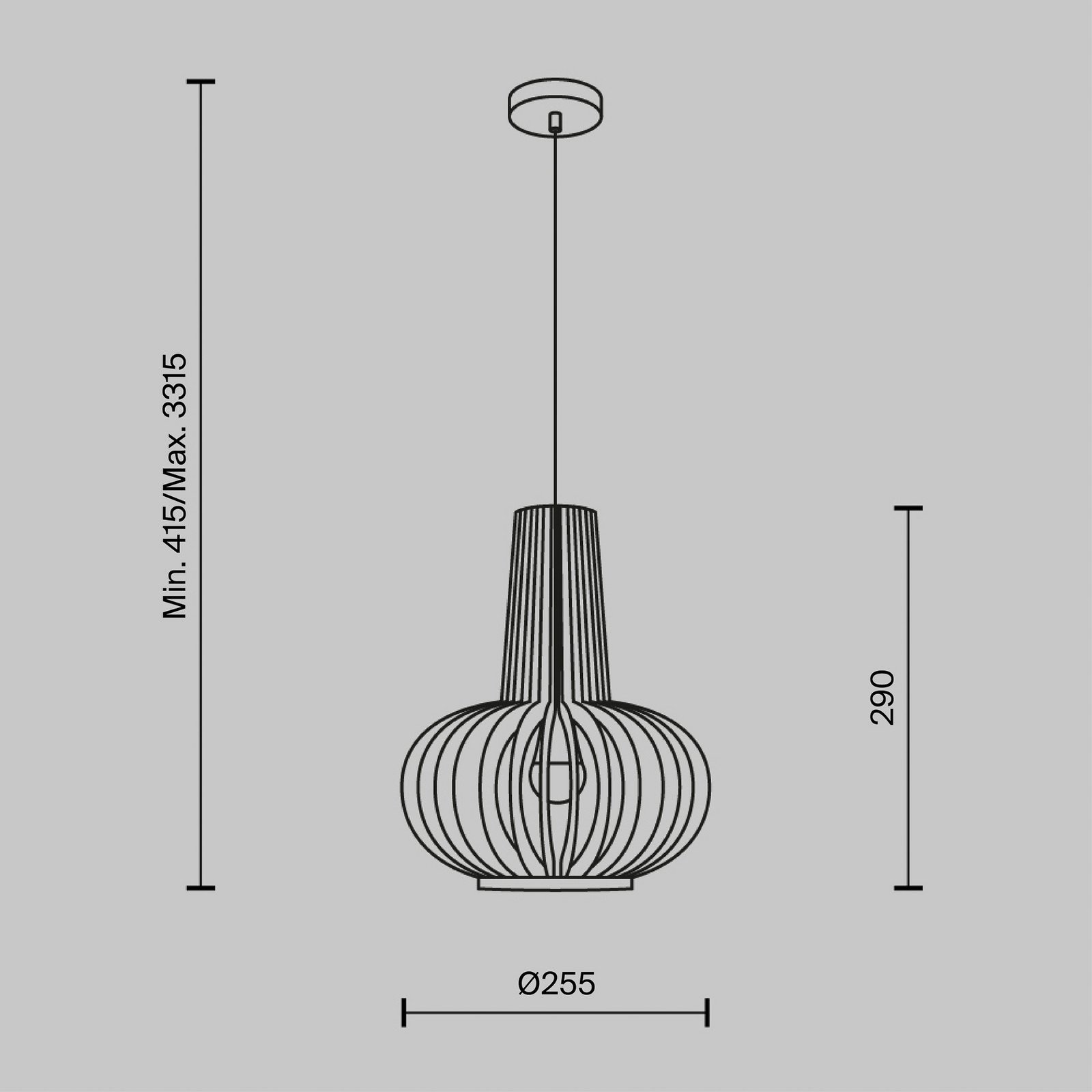 Lampă suspendată Maytoni Roots Ø 25 cm înălțime 29 cm lemn/negru - Camera de zi / sufragerie - lemn deschis negru