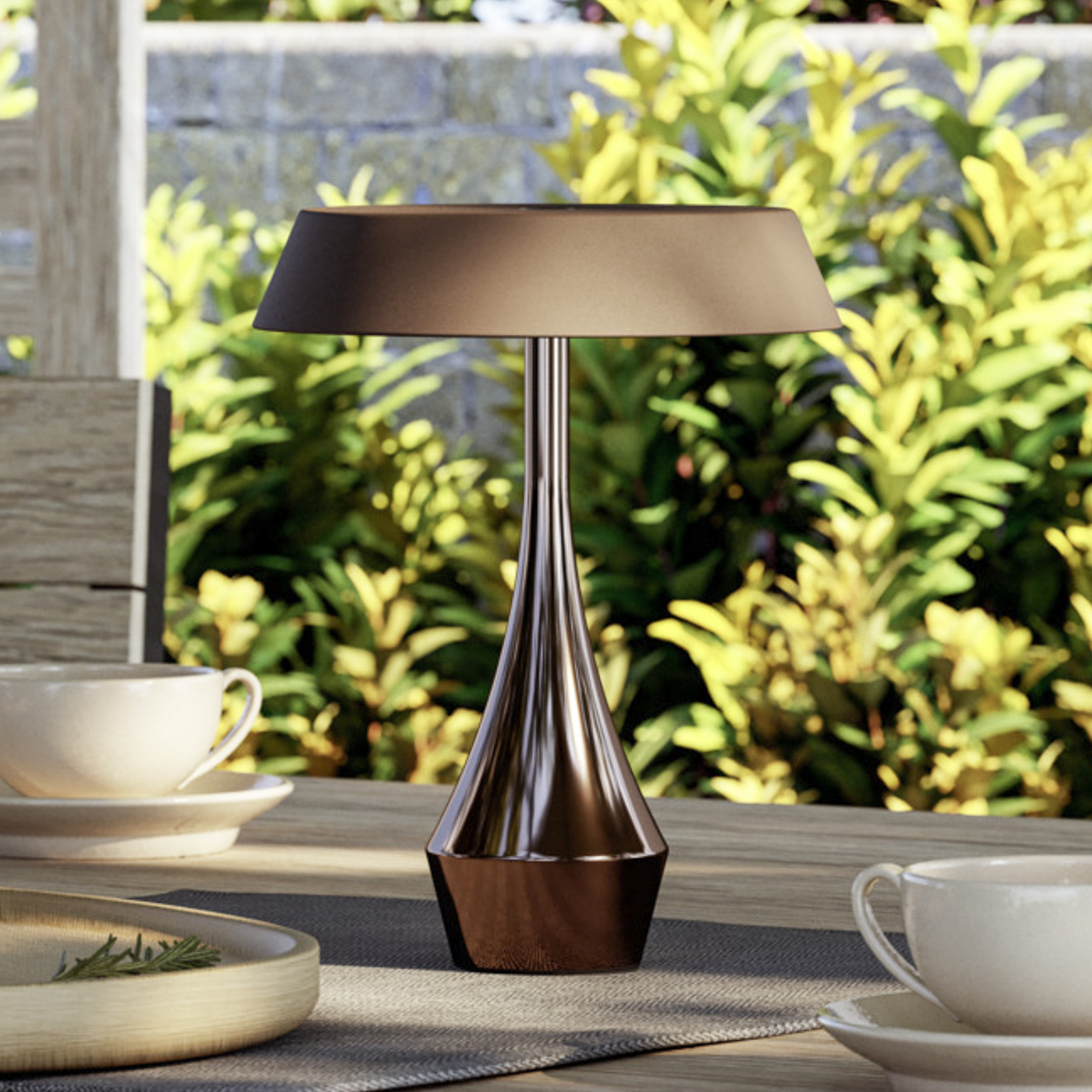 Lámpara de mesa recargable LED EGLO TURCIO, color bronce, altura 20 cm, IP44,