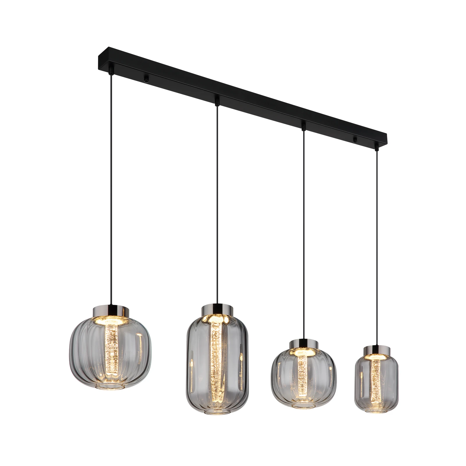 Candeeiro suspenso LED Fluoro, cinzento fumo, comprimento 120 cm, 4 lâmpadas.