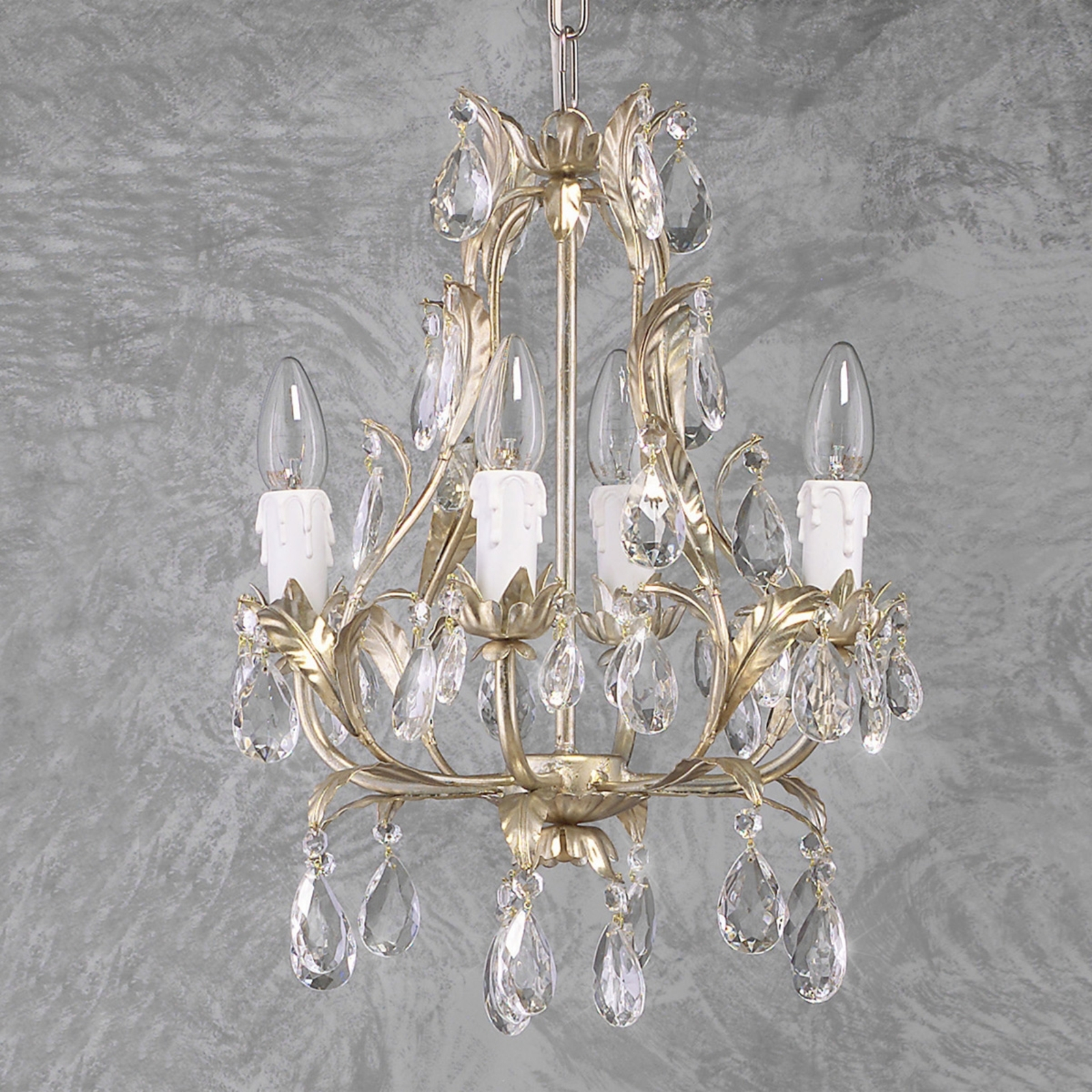 PISA four-bulb chandelier silver, glass
