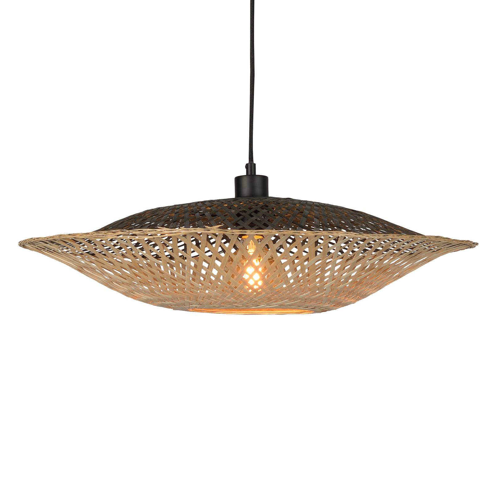 Good & Mojo Kalimantan-riippuvalo vaakasuora Ø60cm - design riippuvalaisin - lamppu Olohuoneen/ruokailutila luonnollinen, musta