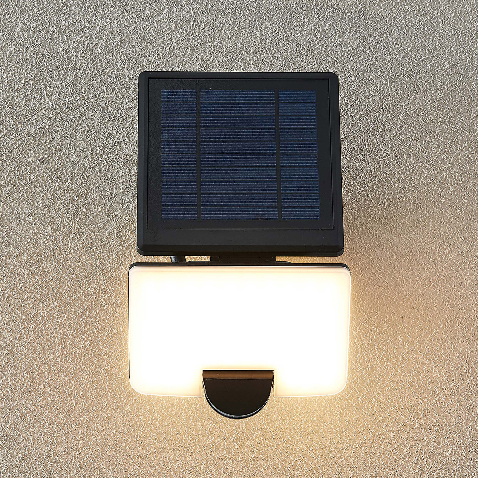 Prios Yahir LED solar wall spotlight sensor black
