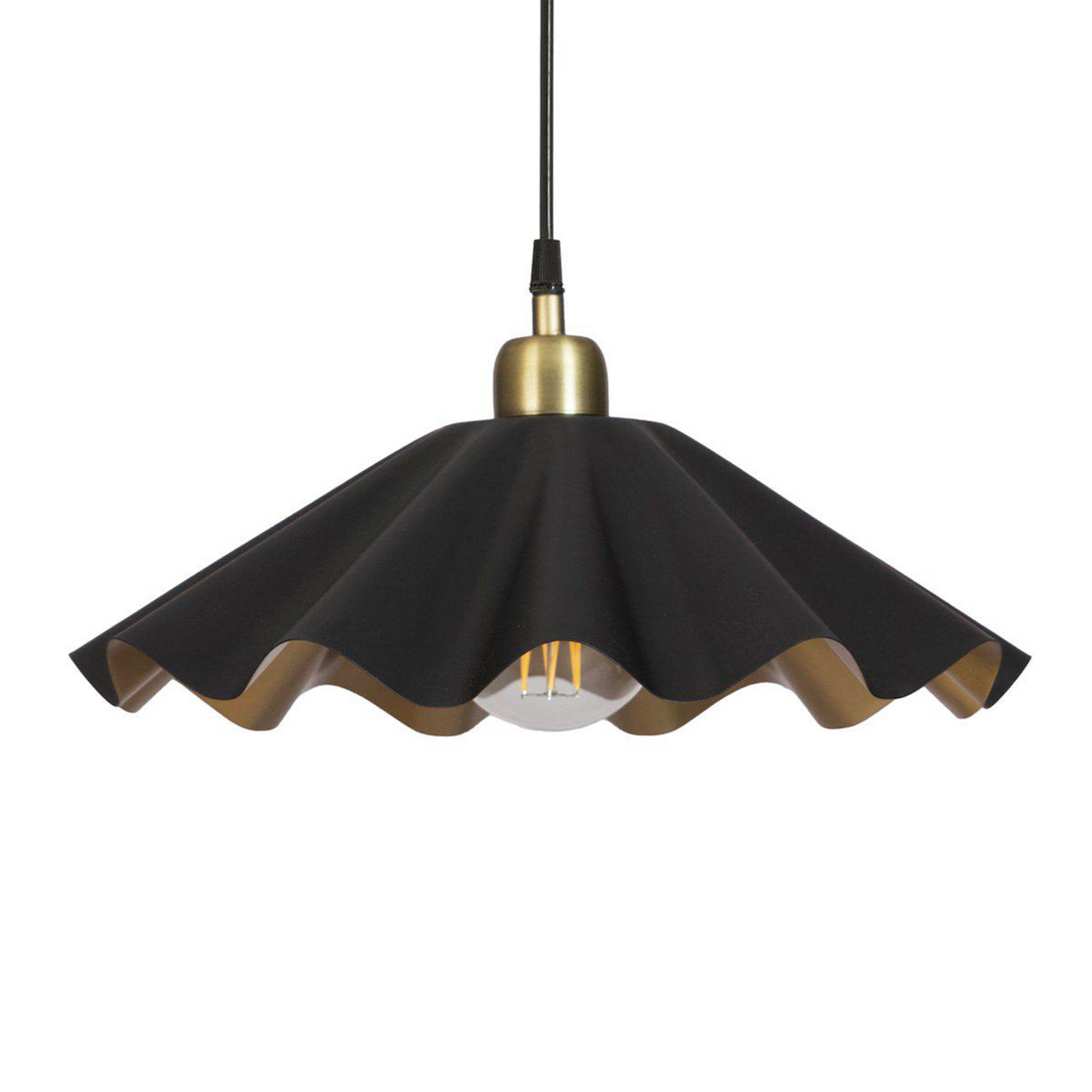 Aira pendant light, black/brass, Ø 51 cm, iron, E27