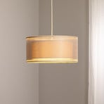 Lampada a sospensione Duo Den Light, beige, Ø 50 cm, lino, PVC