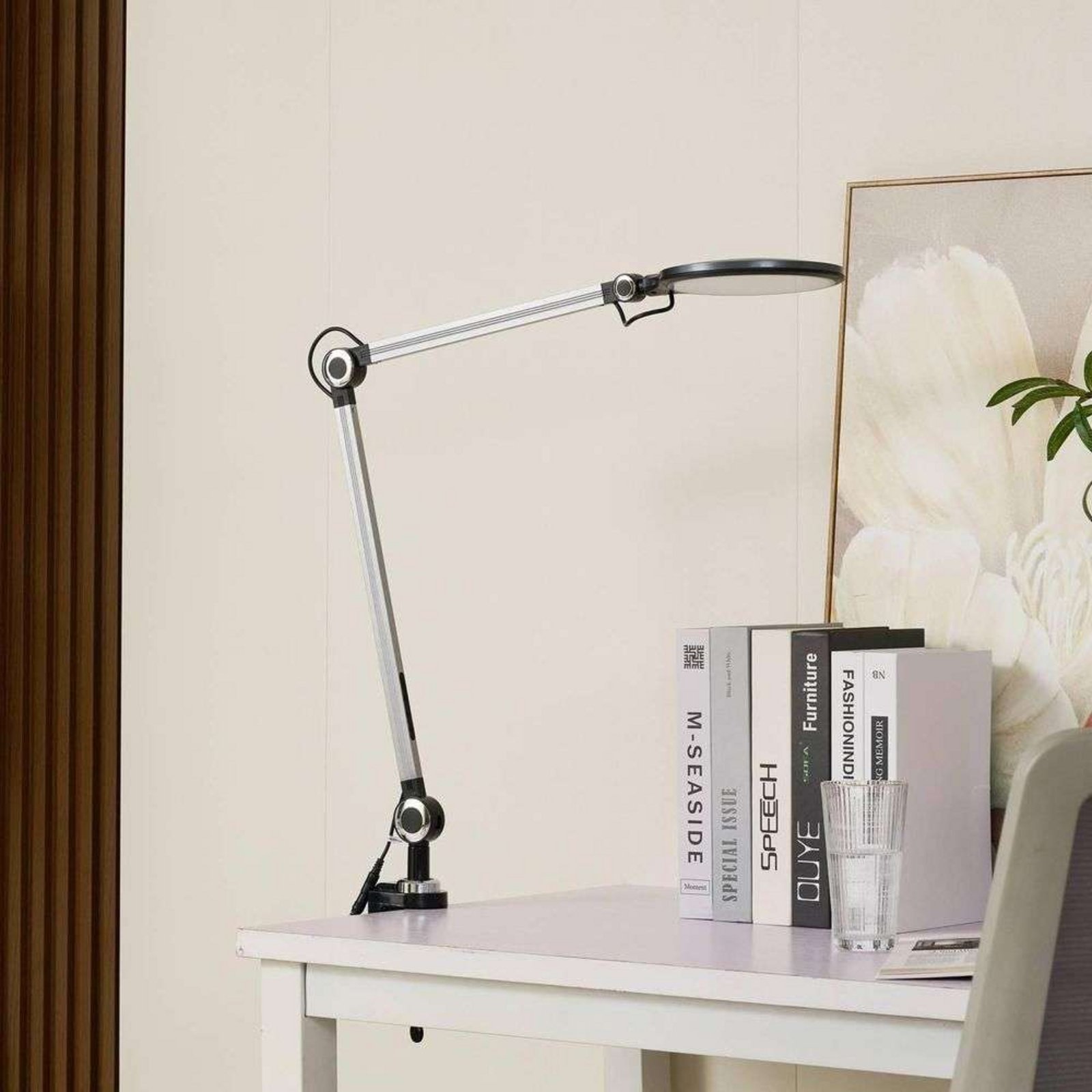 Nyxaris LED Stolna lampa w/Clamp CCT Siva - Lucande